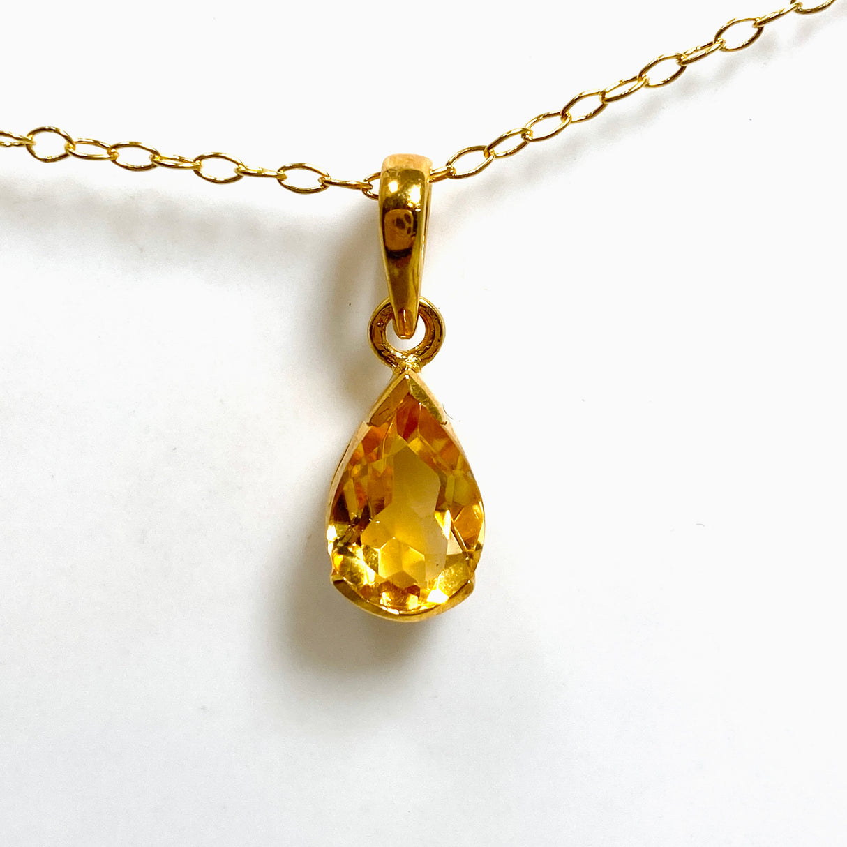 Gemstone Teardrop Faceted Channel Set 2.5 Micron Gold Plated Pendant PPGJ1223
