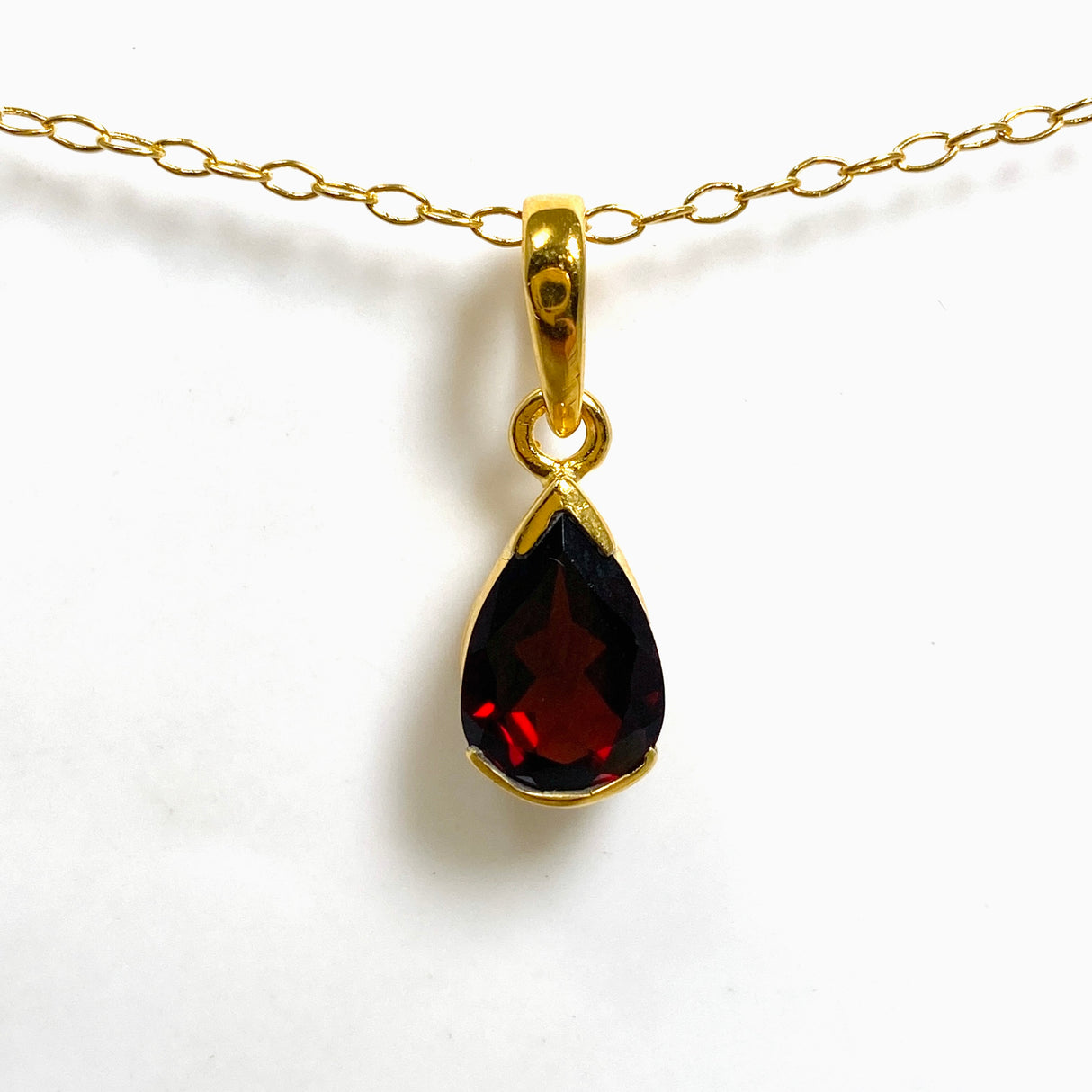 Gemstone Teardrop Faceted Channel Set 2.5 Micron Gold Plated Pendant PPGJ1223