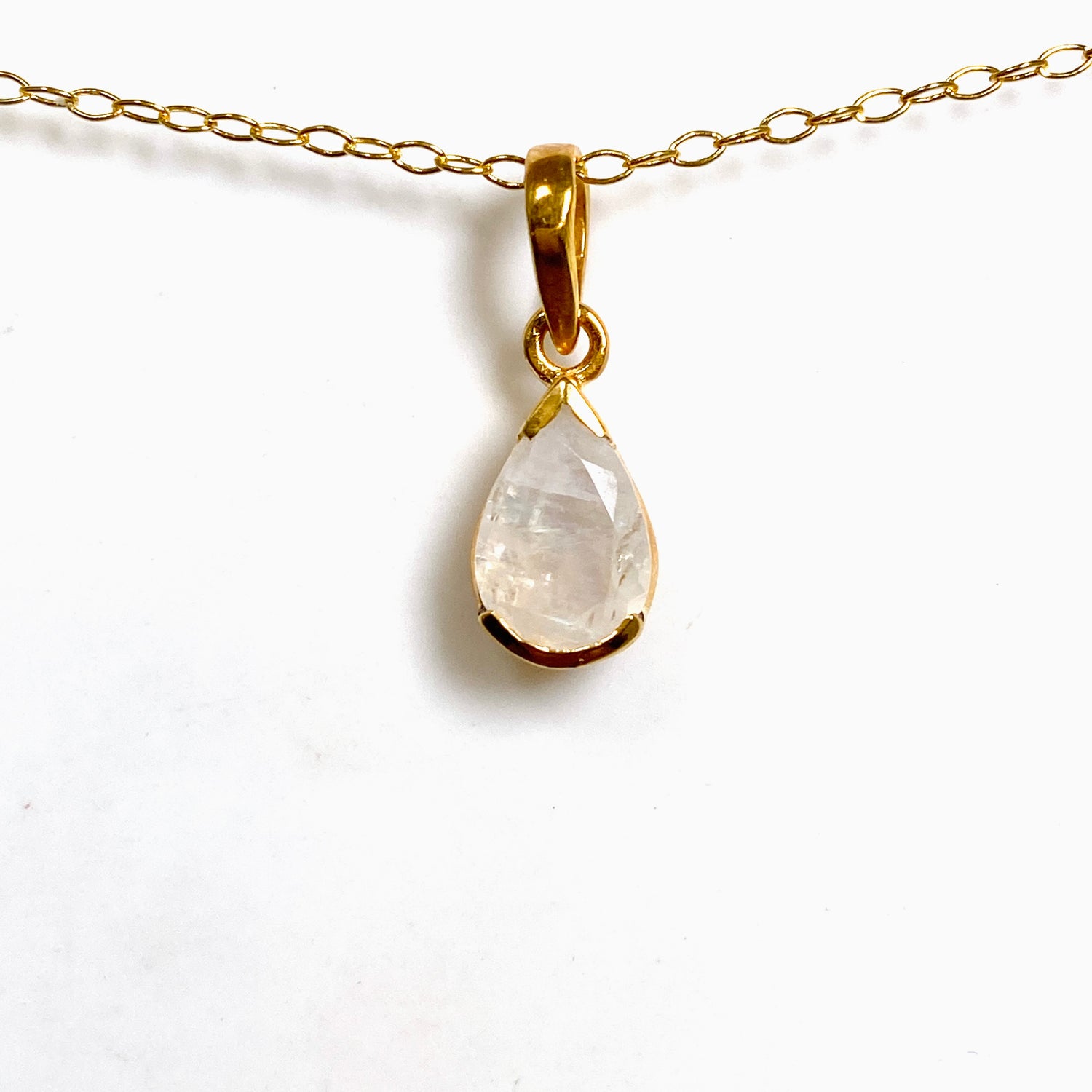 Gemstone Teardrop Faceted Channel Set 2.5 Micron Gold Plated Pendant PPGJ1223