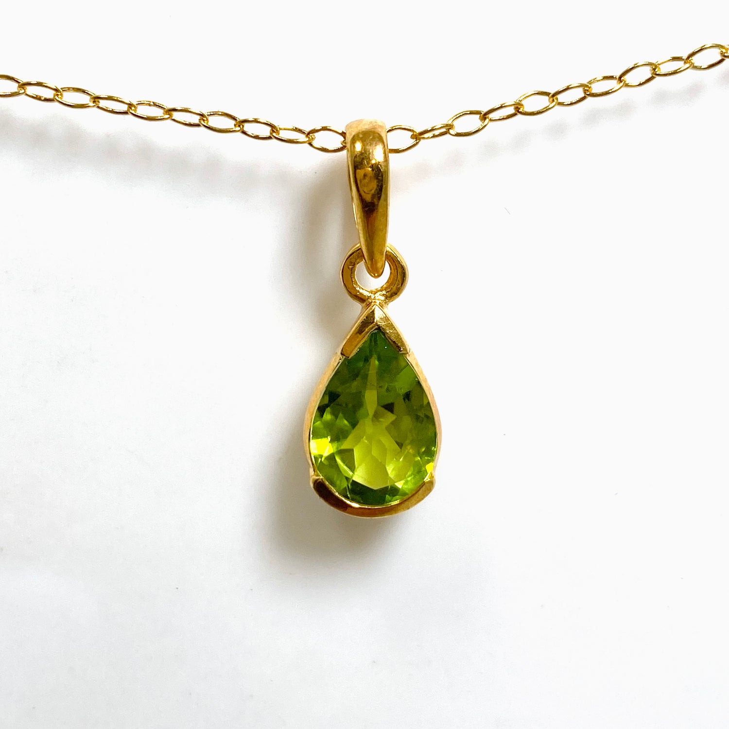 Gemstone Teardrop Faceted Channel Set 2.5 Micron Gold Plated Pendant PPGJ1223