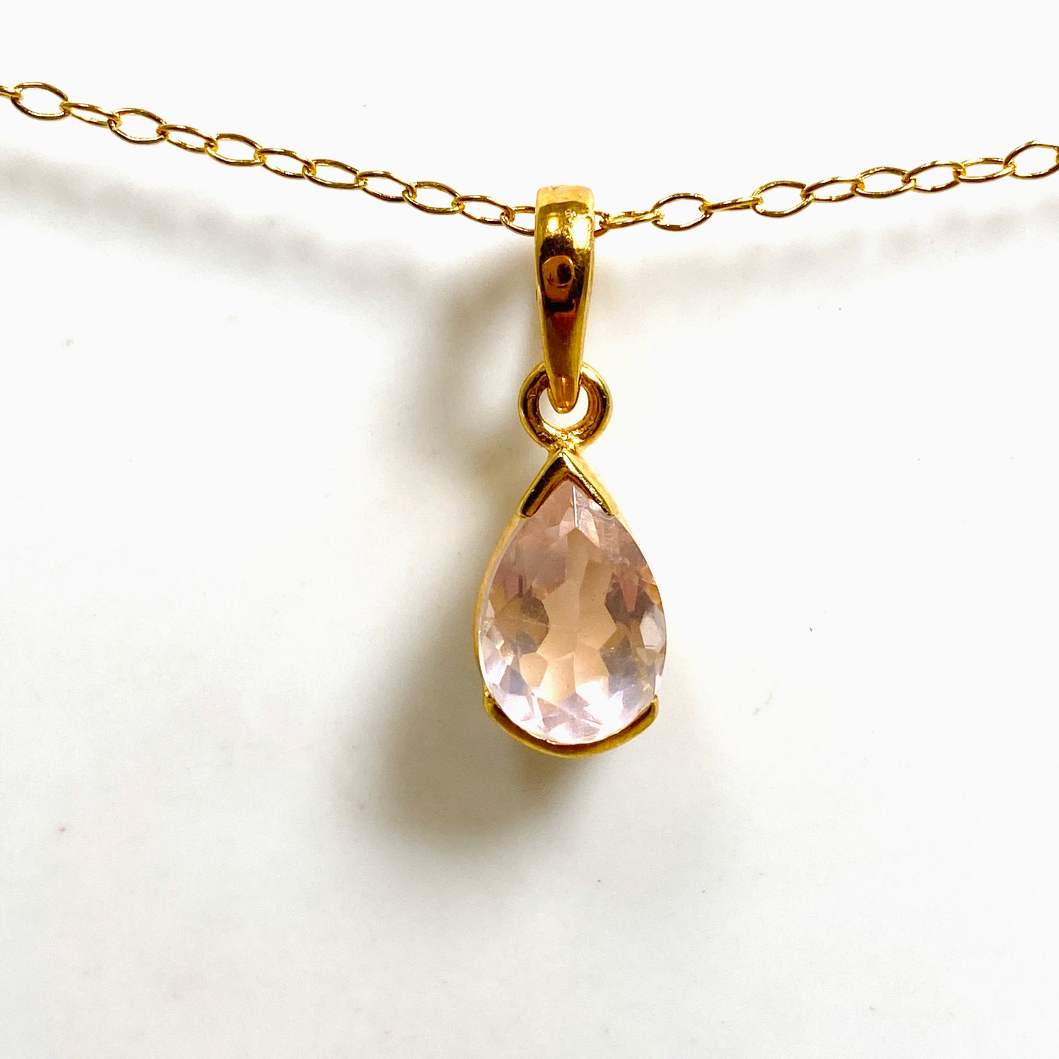 Gemstone Teardrop Faceted Channel Set 2.5 Micron Gold Plated Pendant PPGJ1223