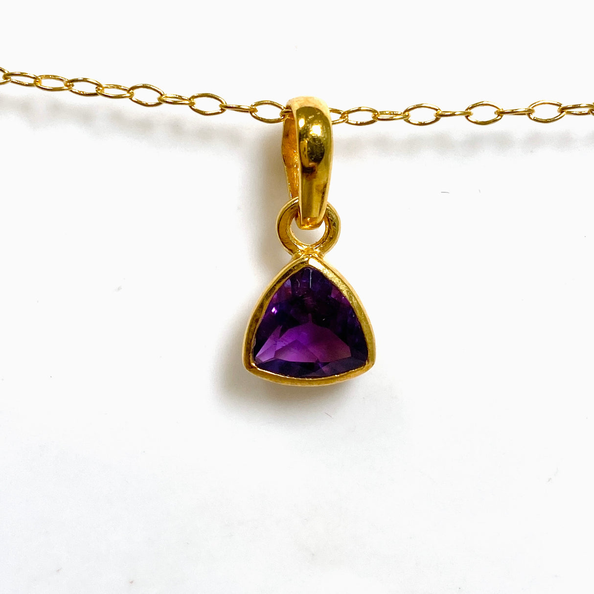 Gemstone Trillion Faceted Channel Set 2.5 Micron Gold Plated Pendant PPGJ1221