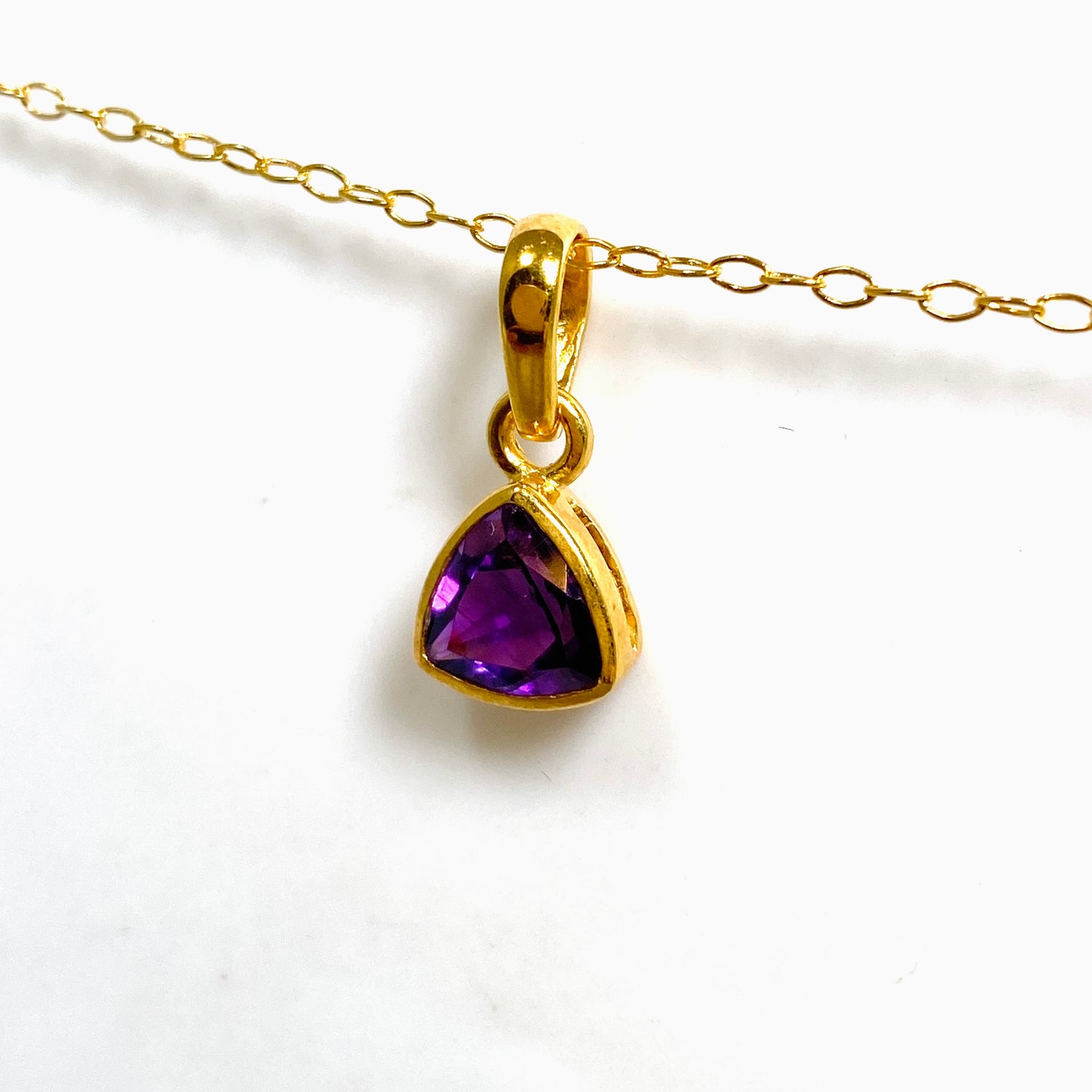 Gemstone Trillion Faceted Channel Set 2.5 Micron Gold Plated Pendant PPGJ1221