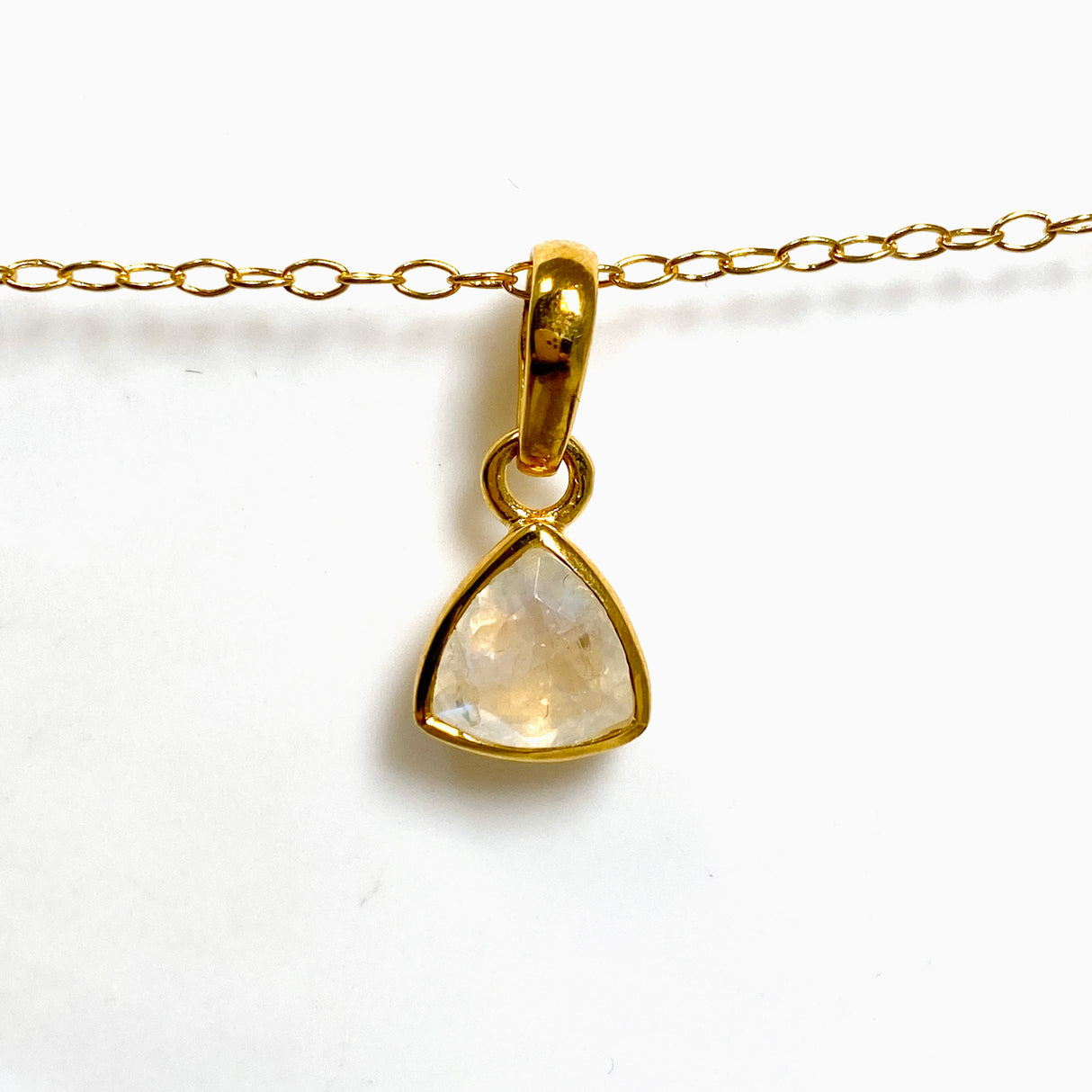 Gemstone Trillion Faceted Channel Set 2.5 Micron Gold Plated Pendant PPGJ1221