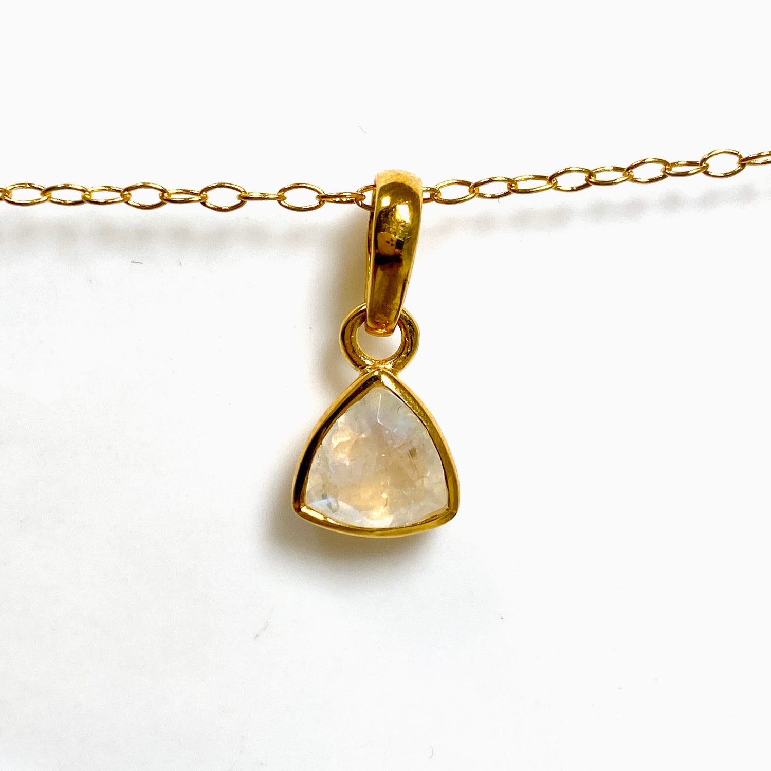 Gemstone Trillion Faceted Channel Set 2.5 Micron Gold Plated Pendant PPGJ1221