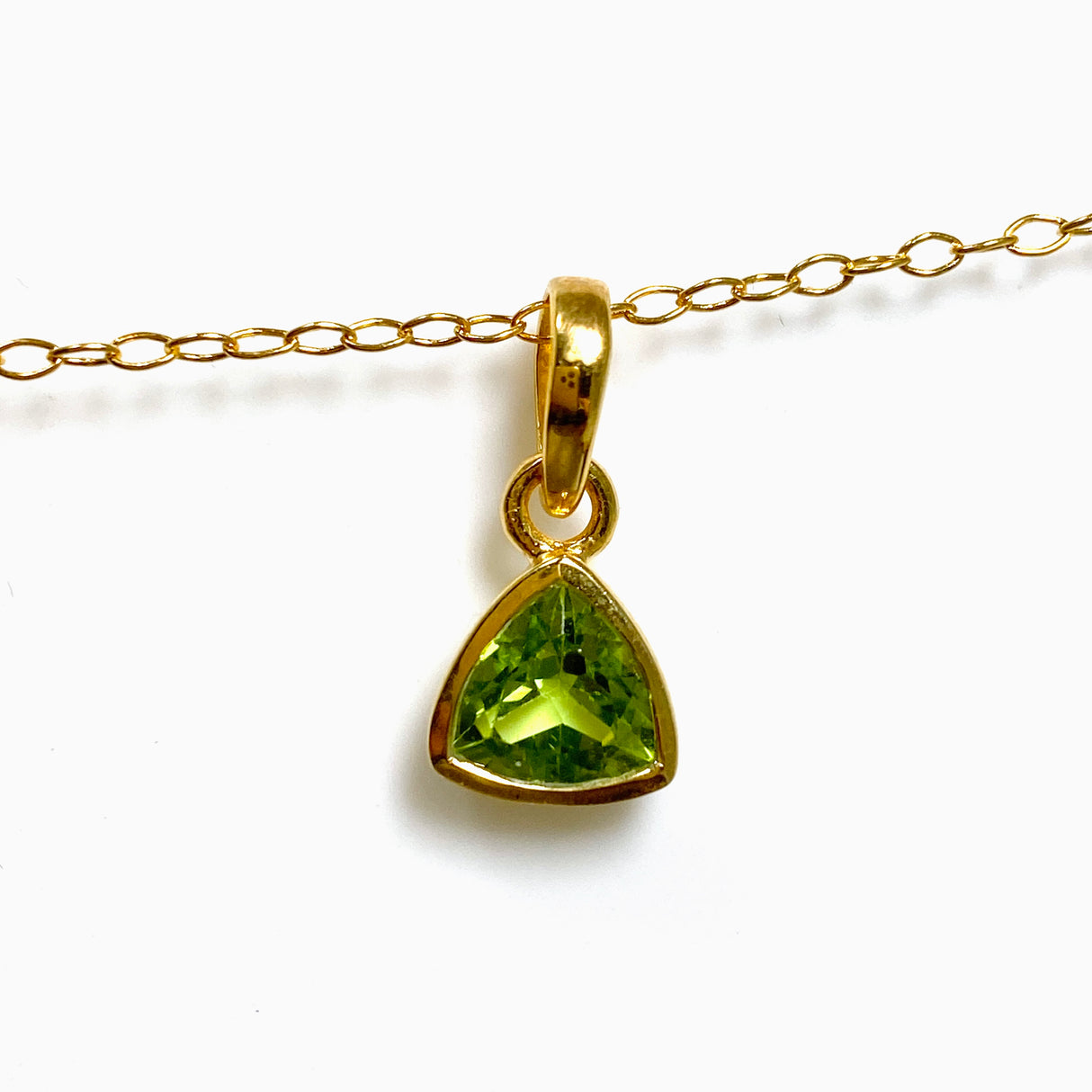 Gemstone Trillion Faceted Channel Set 2.5 Micron Gold Plated Pendant PPGJ1221