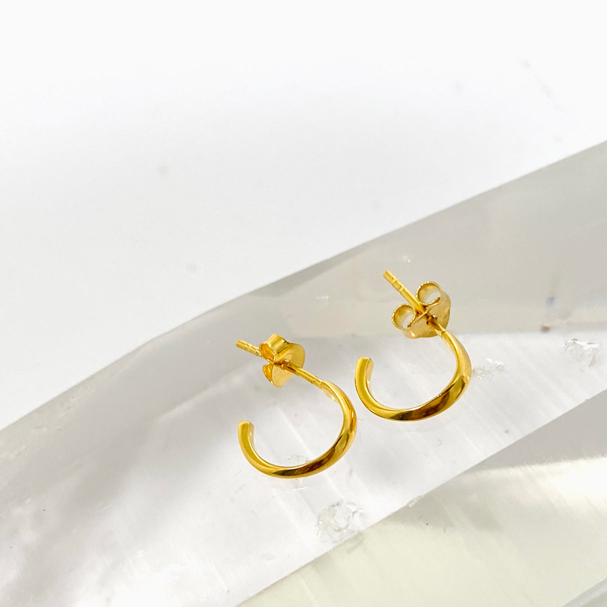 Gold Plated Half Hoop Earrings SE108-YG