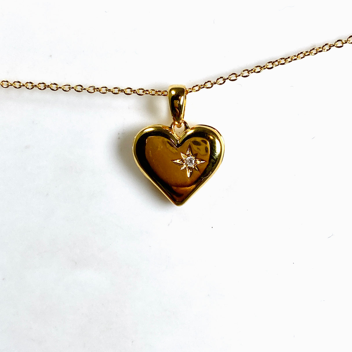Gold Plated Heart Locket with Cubic Zirconia NK882-YG
