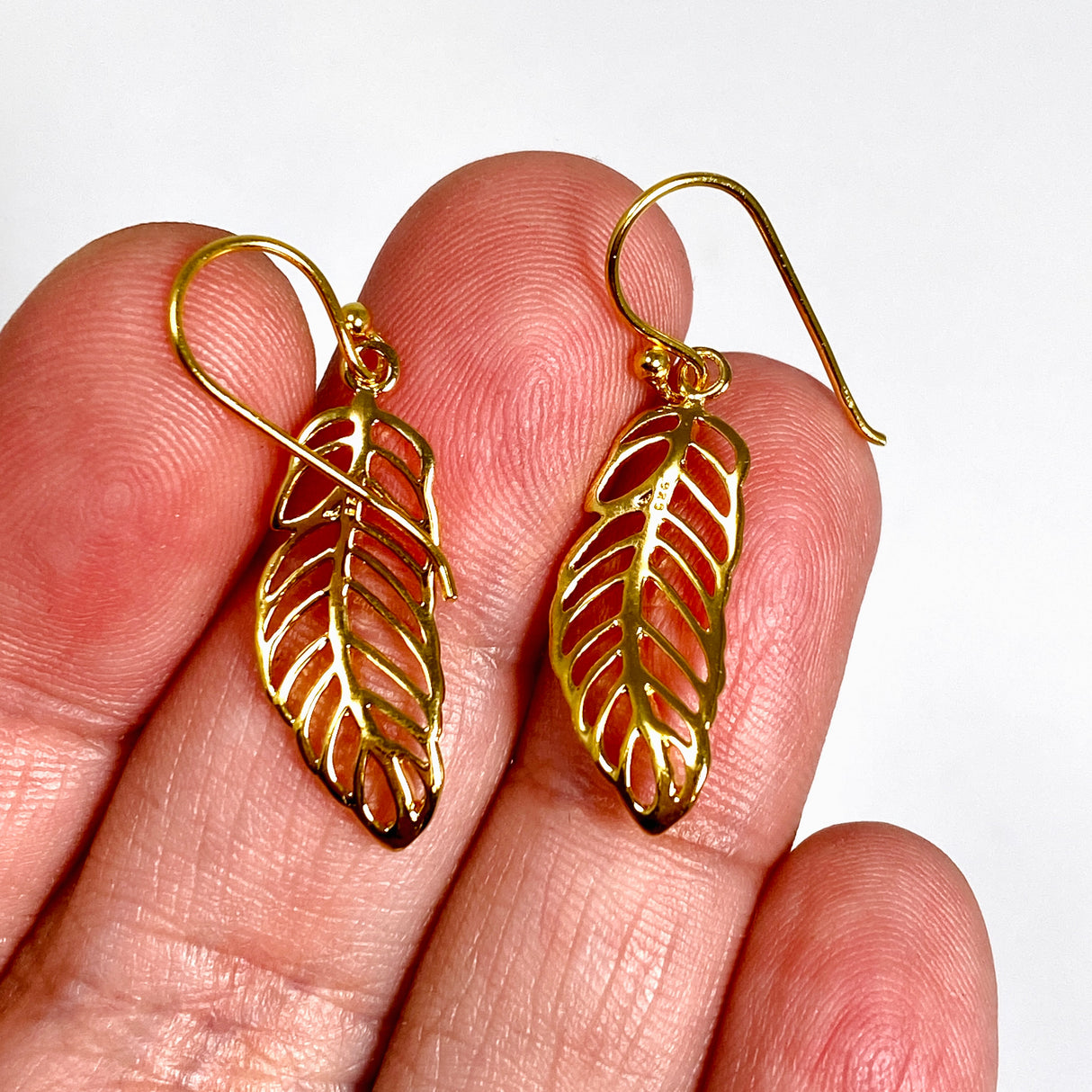 Gold Plated Leaf Earrings SE1857-YG