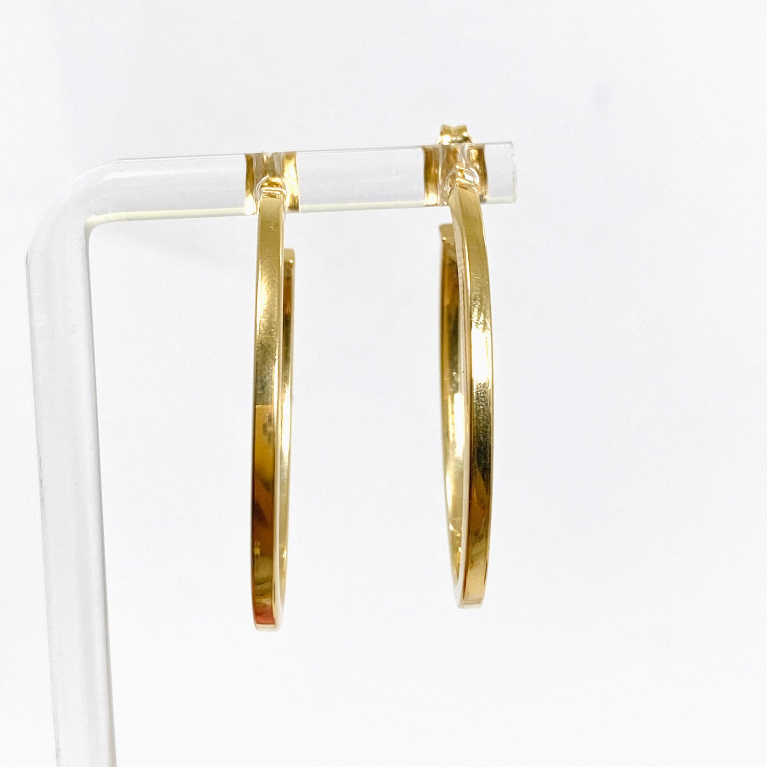 Gold Plated Oval Half Hoop Earrings SE411-YG