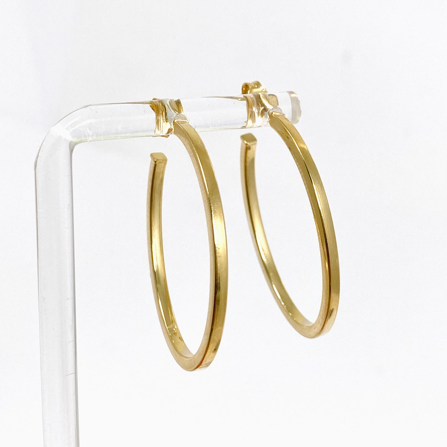 Gold Plated Oval Half Hoop Earrings SE411-YG
