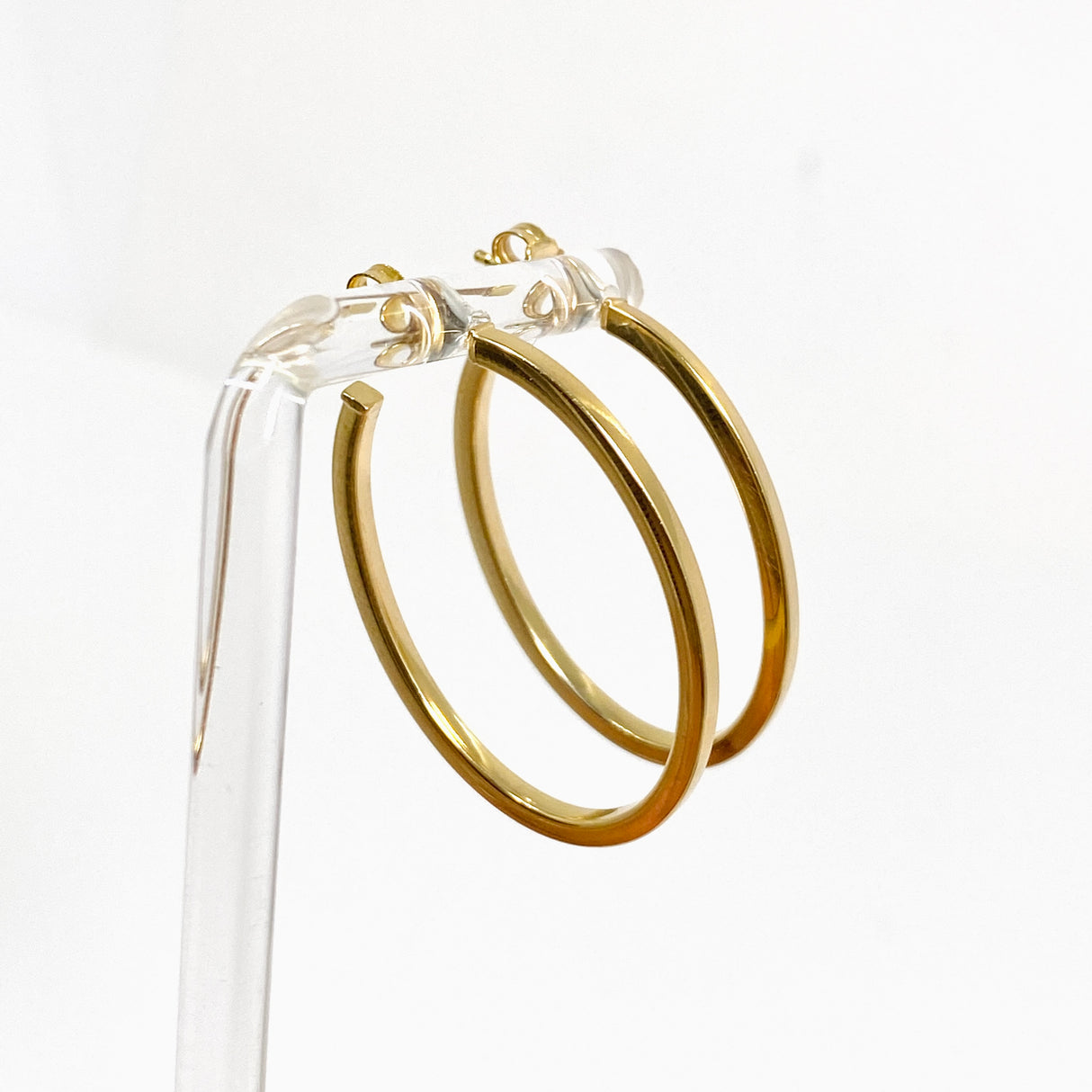 Gold Plated Oval Half Hoop Earrings SE411-YG