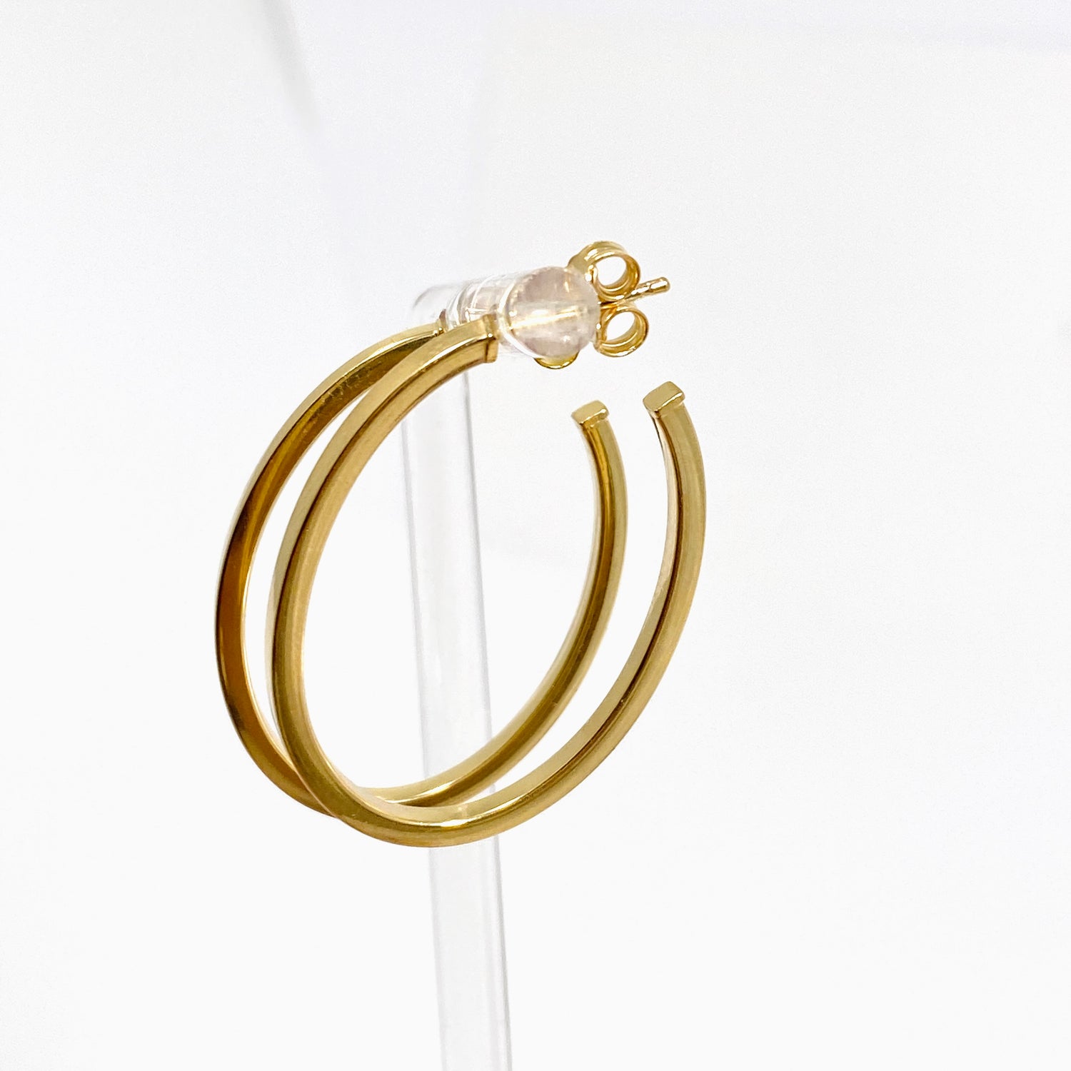 Gold Plated Oval Half Hoop Earrings SE411-YG