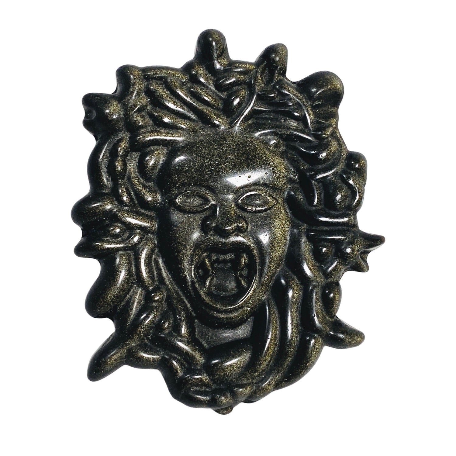 Gold Sheen Obsidian Medusa carving MSA-01 - Nature's Magick