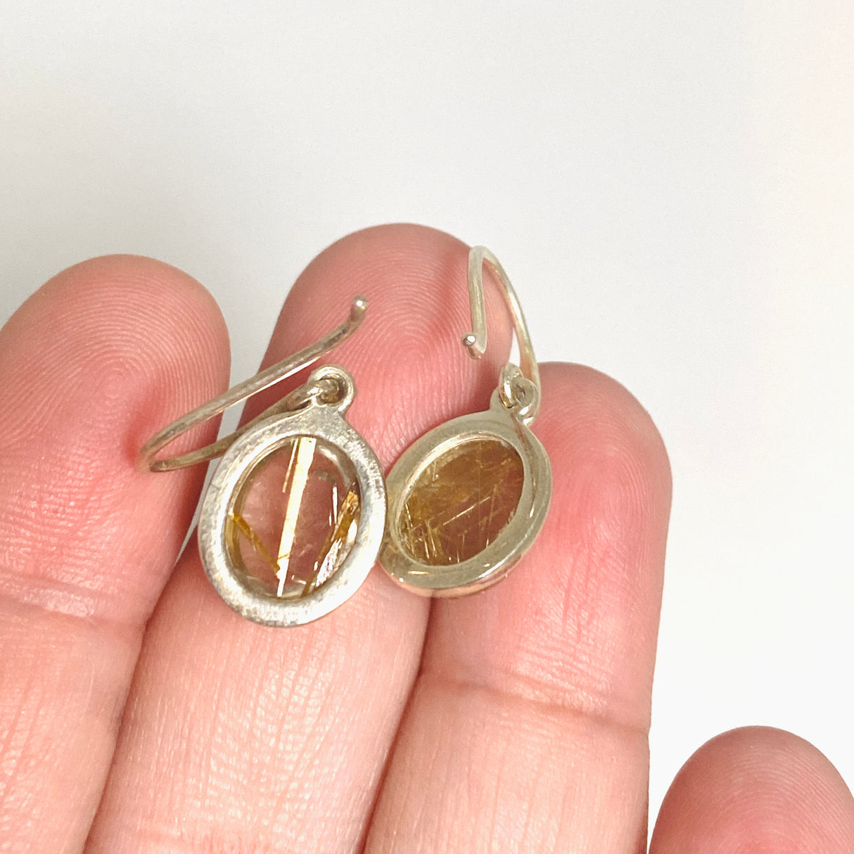 Golden Rutile Oval Cabochon Earrings PEGJ377