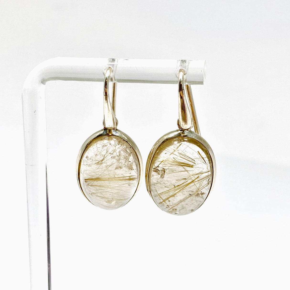 Golden Rutile Oval Cabochon Earrings PEGJ378