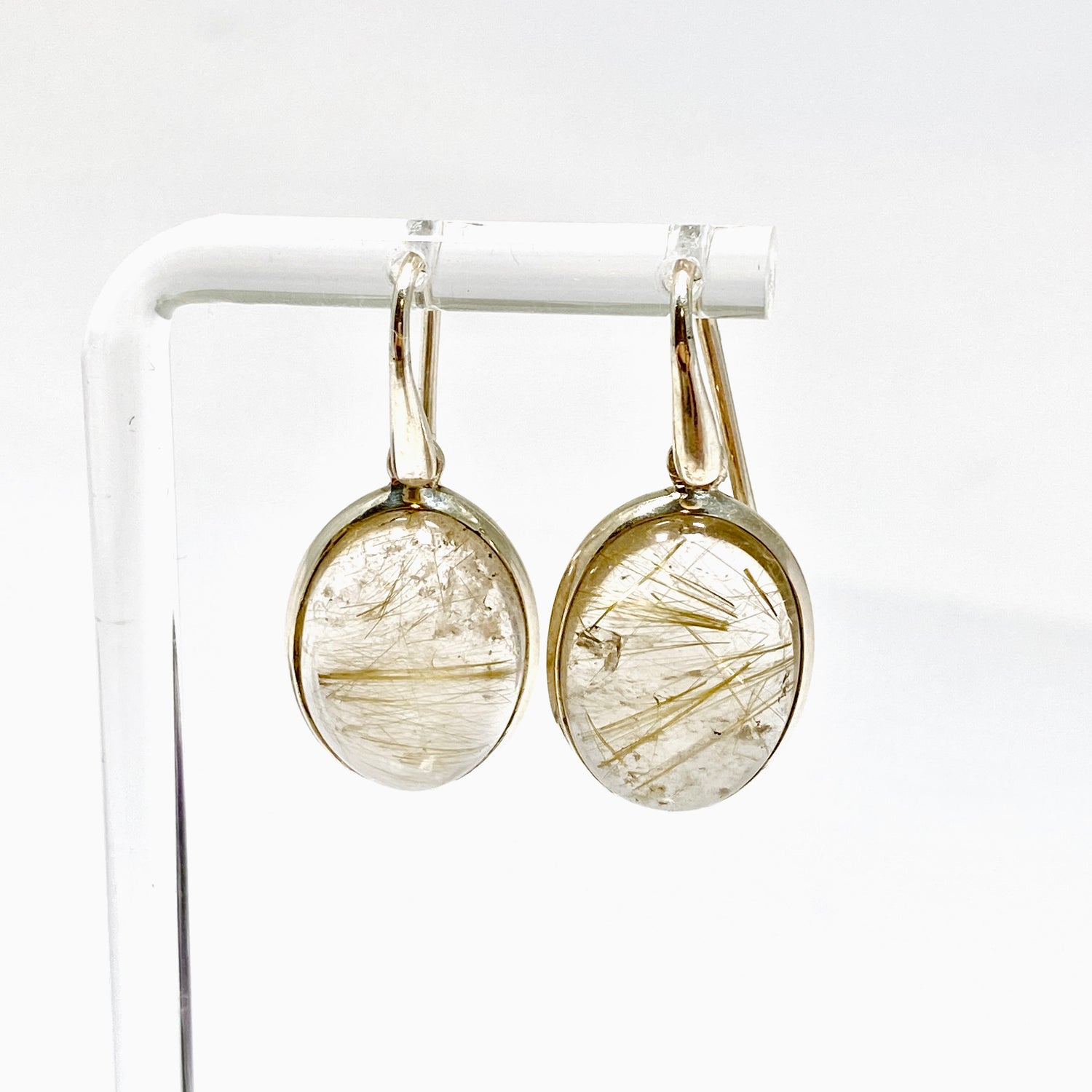 Golden Rutile Oval Cabochon Earrings PEGJ378