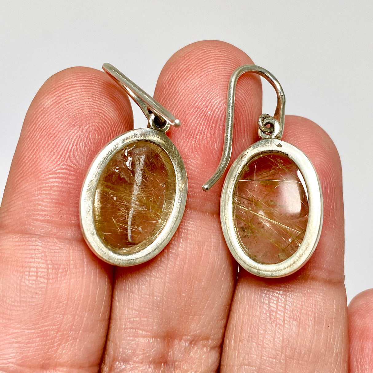 Golden Rutile Oval Cabochon Earrings PEGJ378