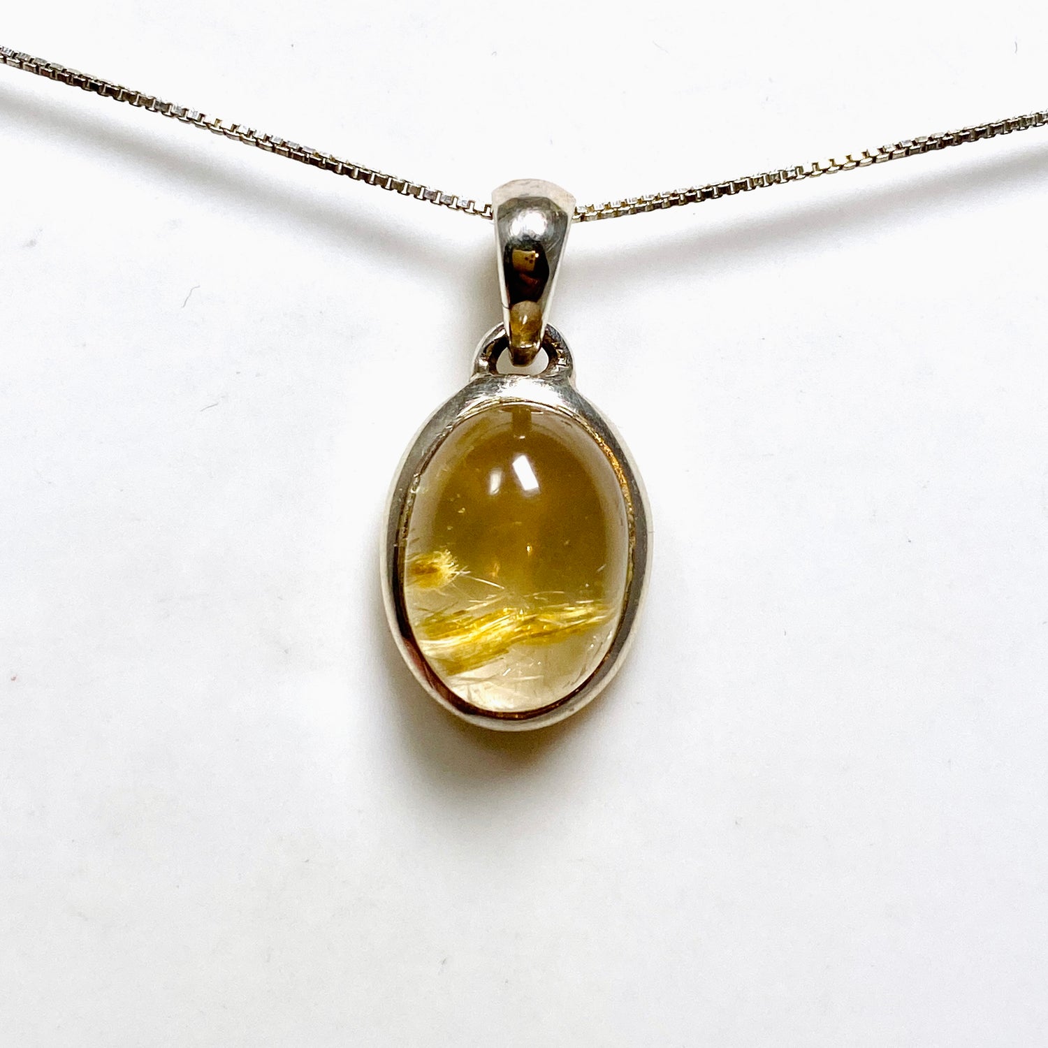 Golden Rutile Oval Cabochon Pendant PPGJ1225