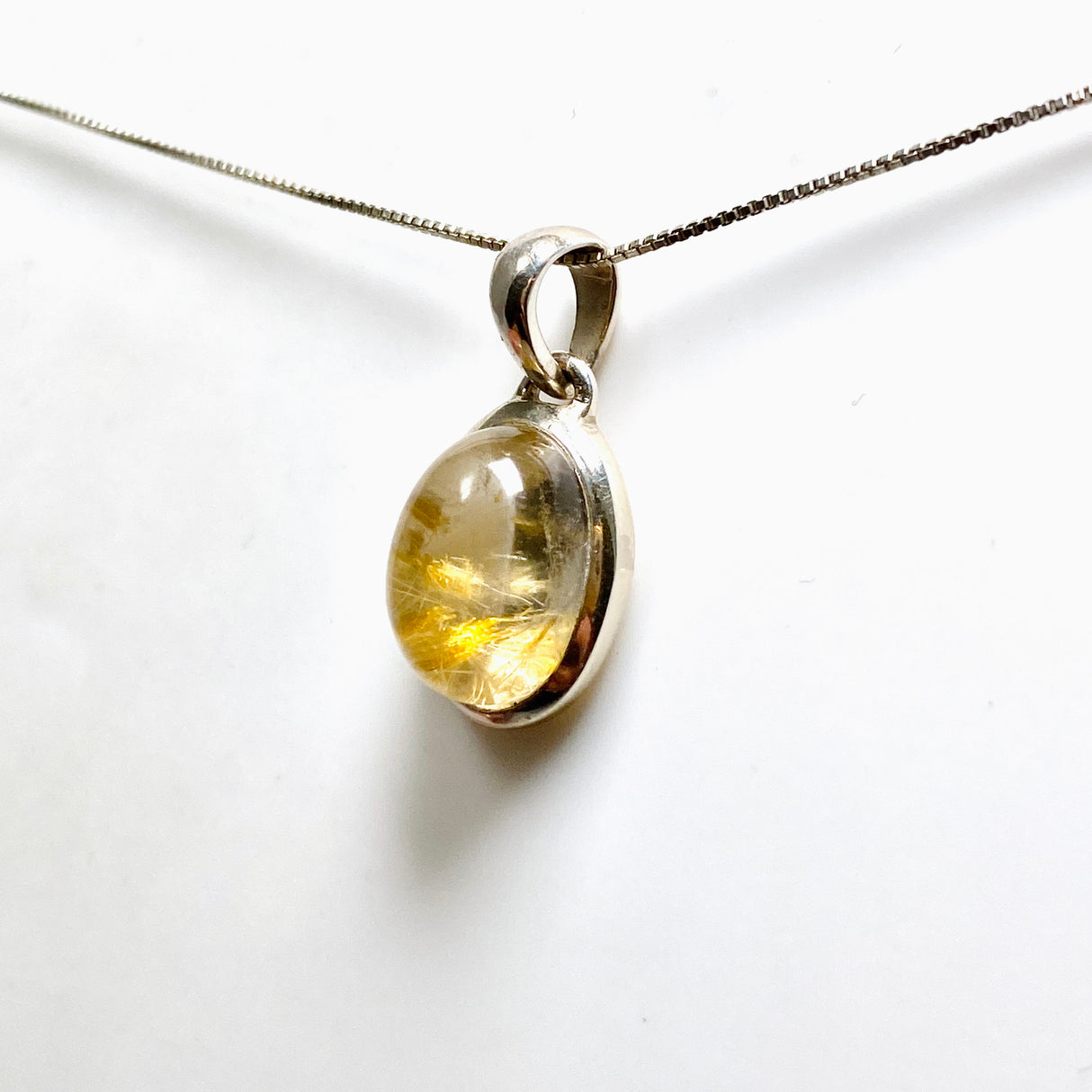 Golden Rutile Oval Cabochon Pendant PPGJ1225