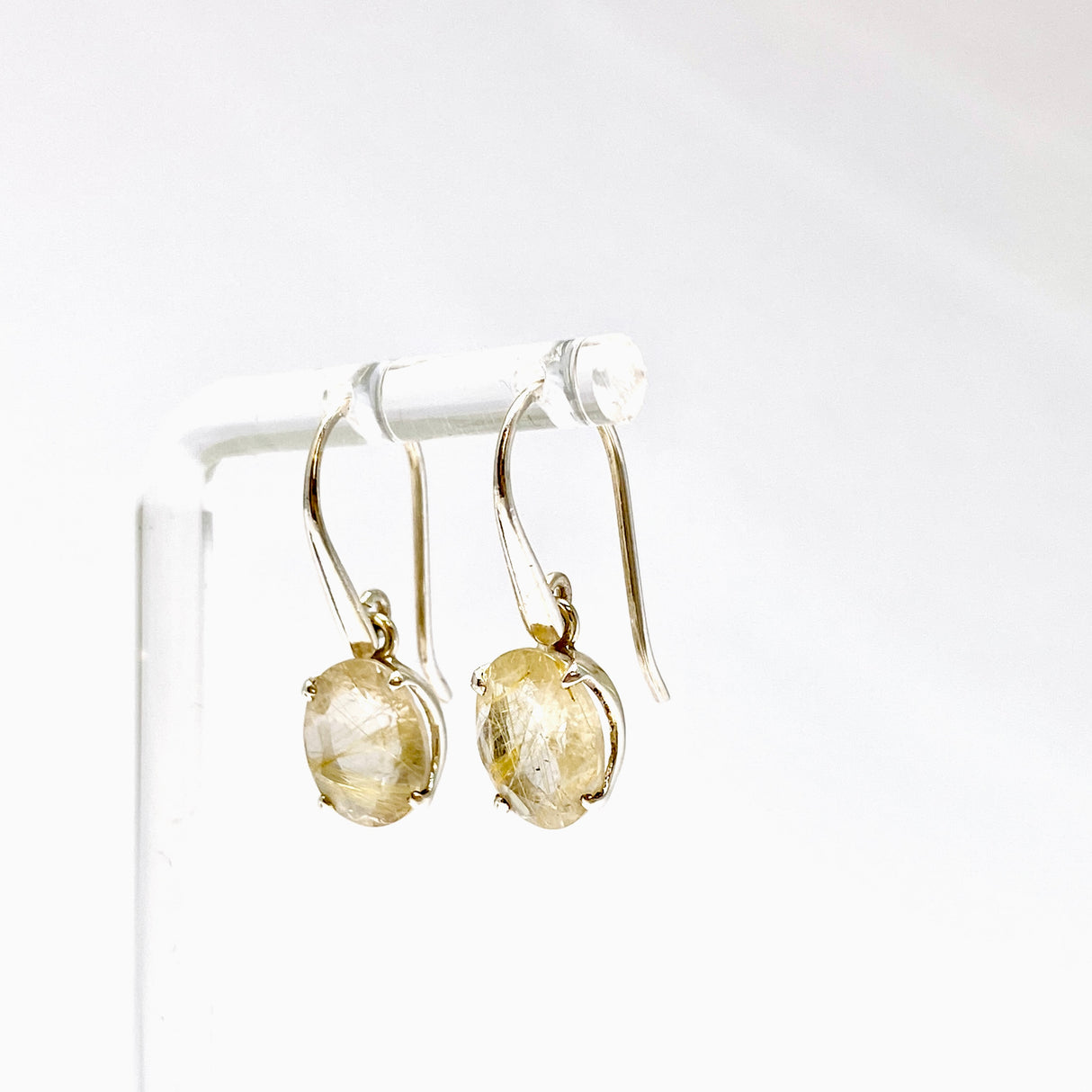 Golden Rutile Oval Faceted Earrings PEGJ380
