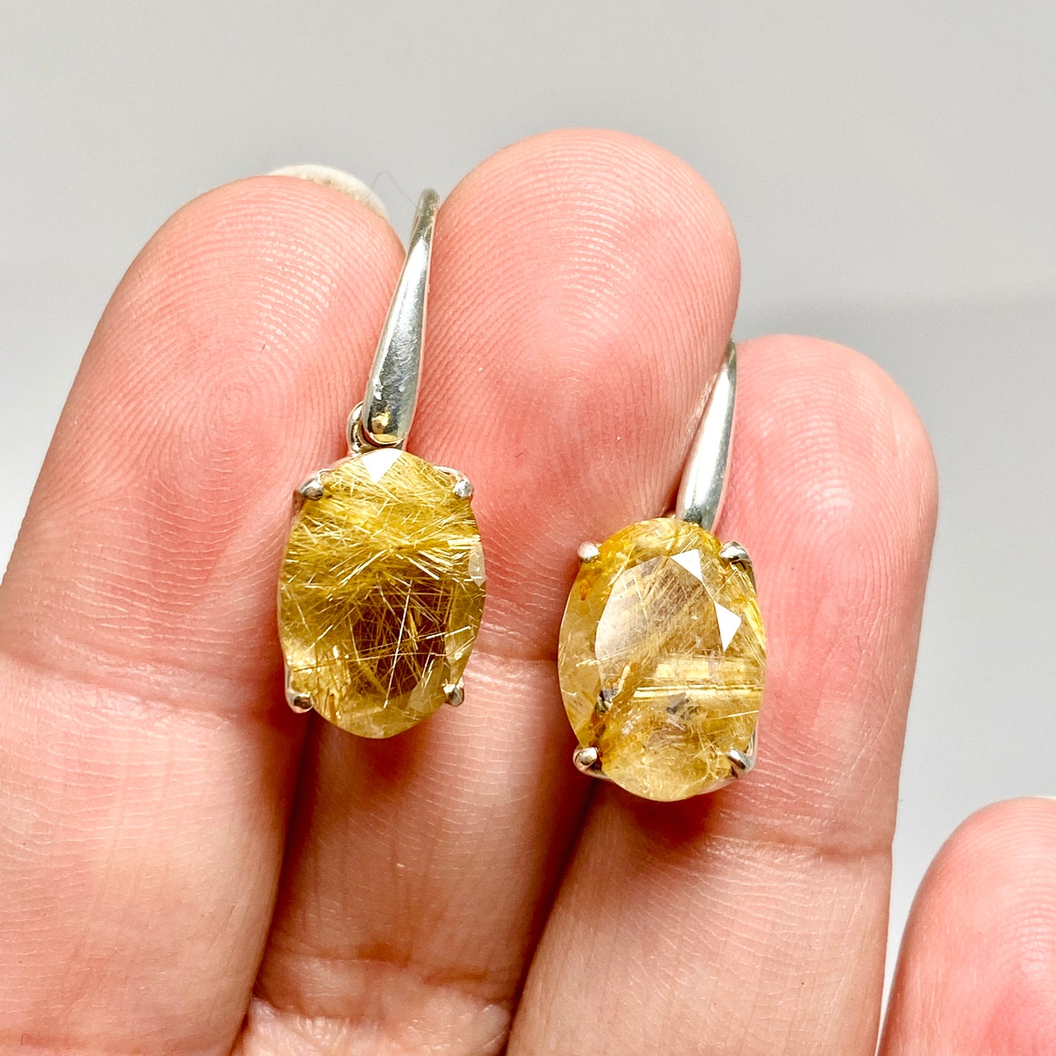 Golden Rutile Oval Faceted Earrings PEGJ381