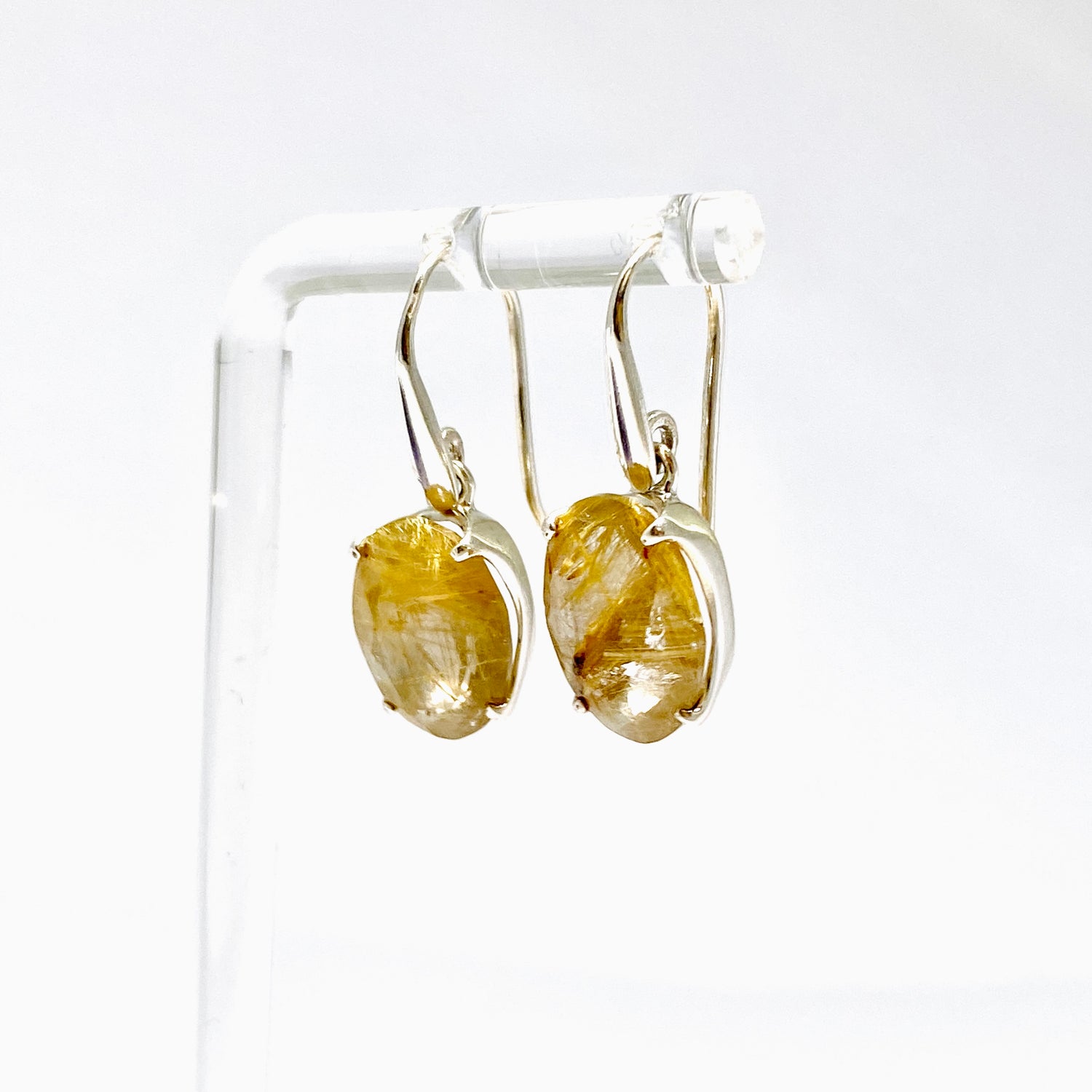 Golden Rutile Oval Faceted Earrings PEGJ381