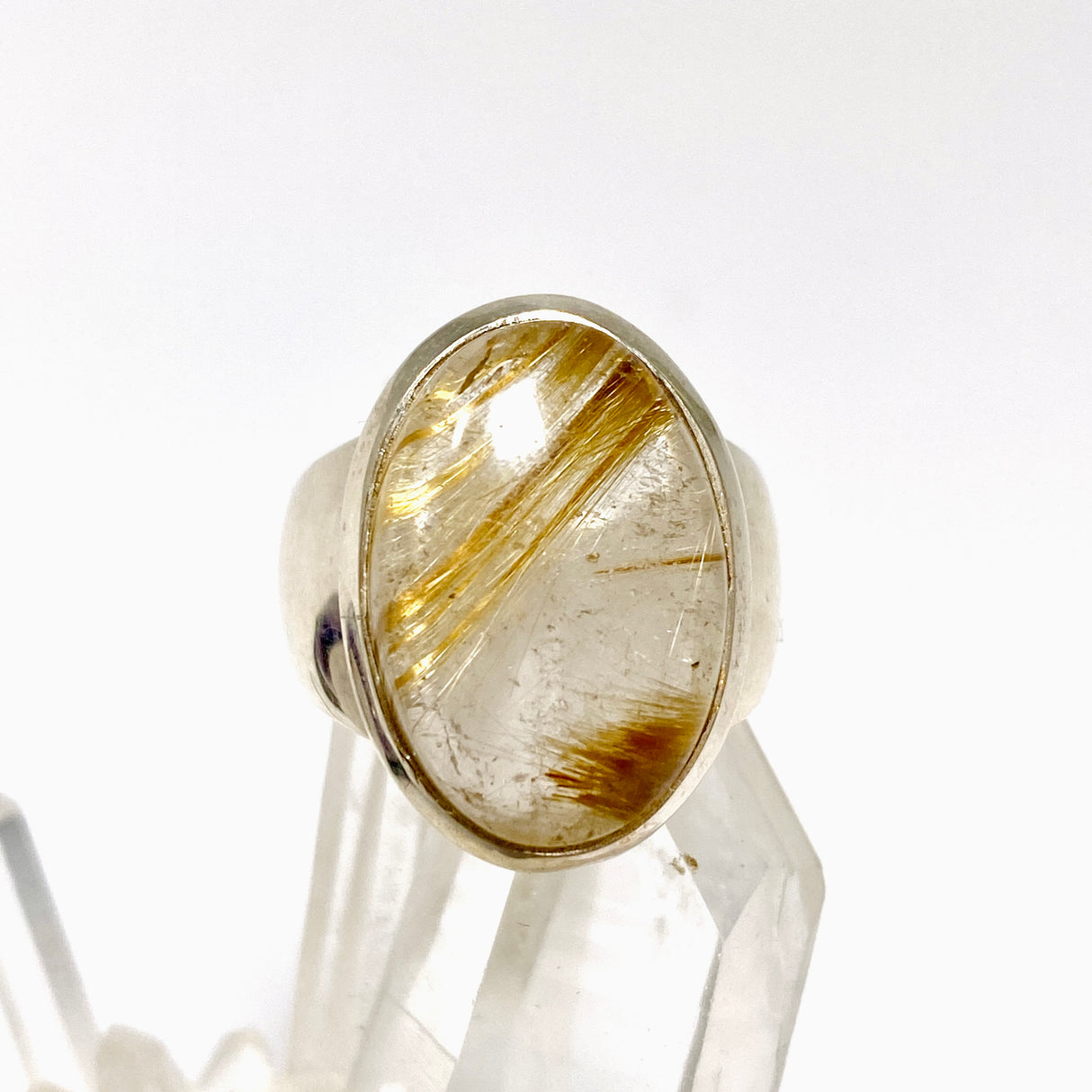 Golden Rutile Quartz Oval Cabochon Ring Size 6.5 PRGJ1001
