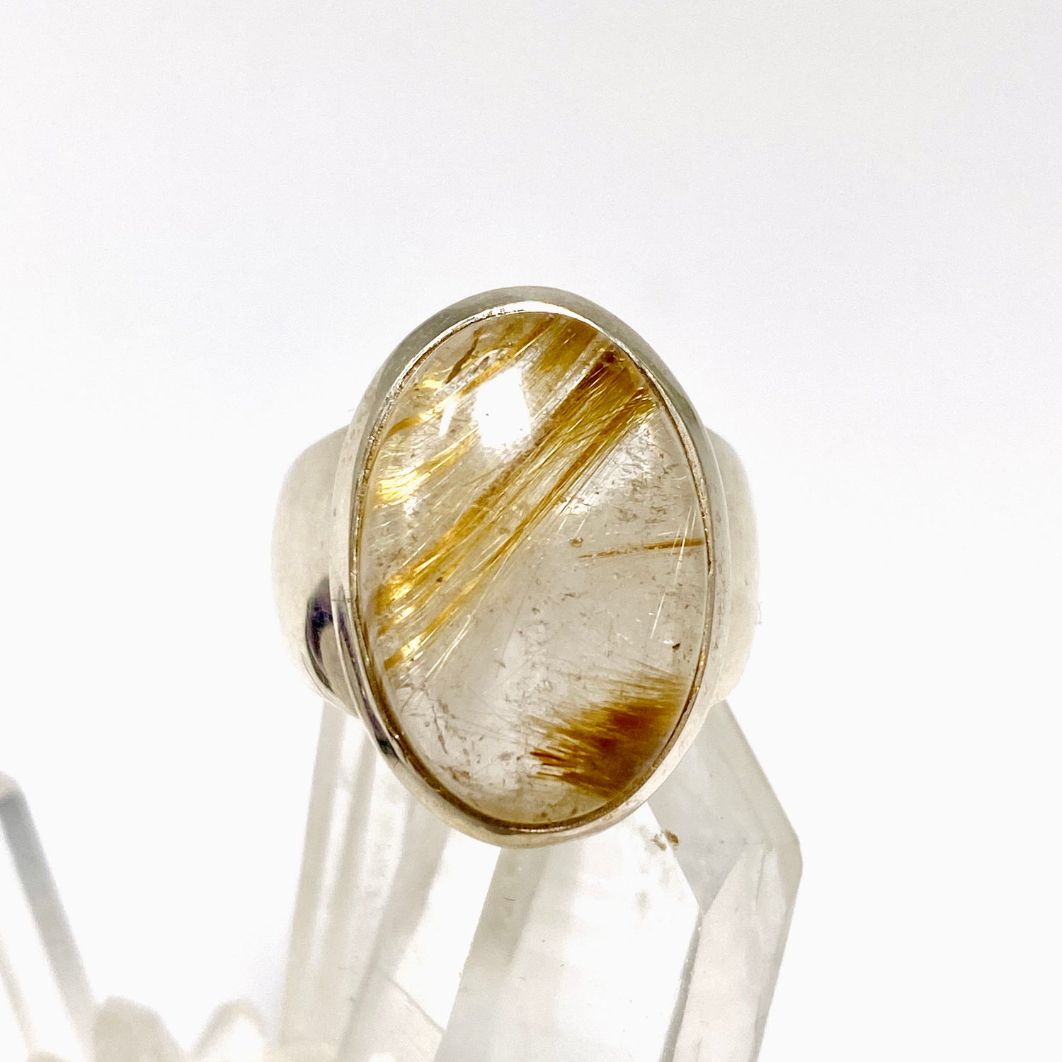 Golden Rutile Quartz Oval Cabochon Ring Size 6.5 PRGJ1001