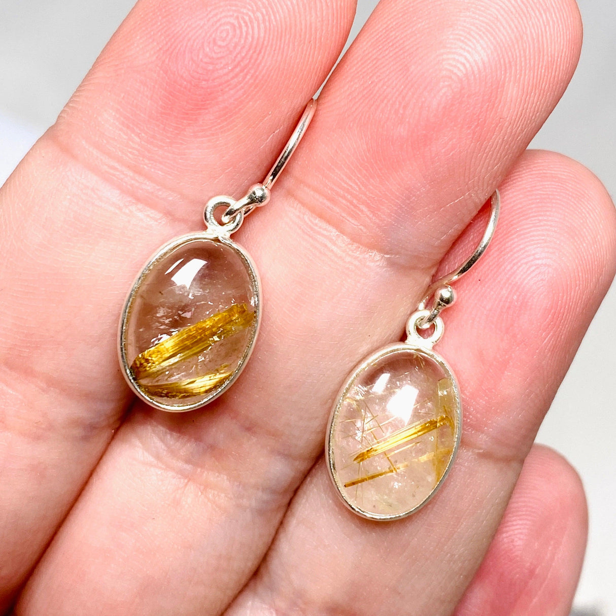 Golden Rutile Quartz Oval Earrings KEGJ1484 - Nature's Magick