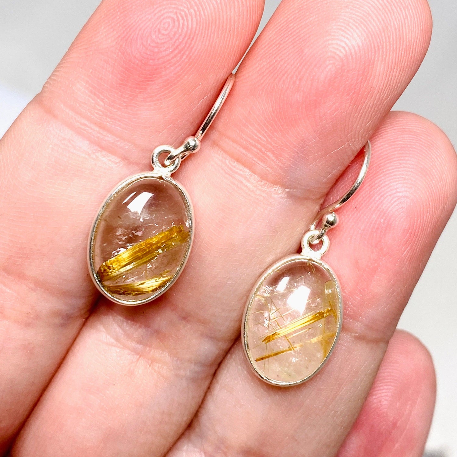 Golden Rutile Quartz Oval Earrings KEGJ1484 - Nature's Magick