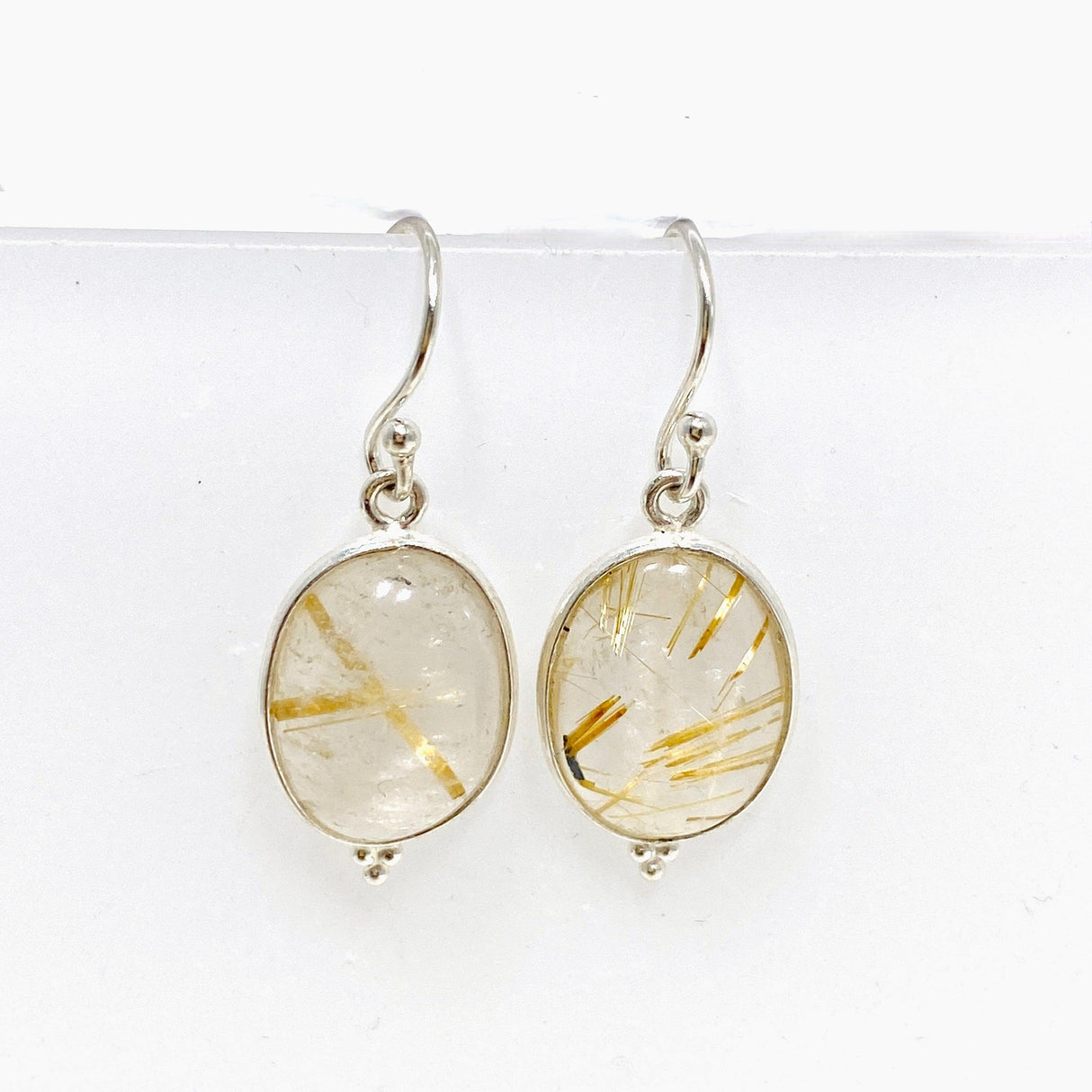 Golden Rutile Quartz Oval Earrings KEGJ1486 - Nature's Magick