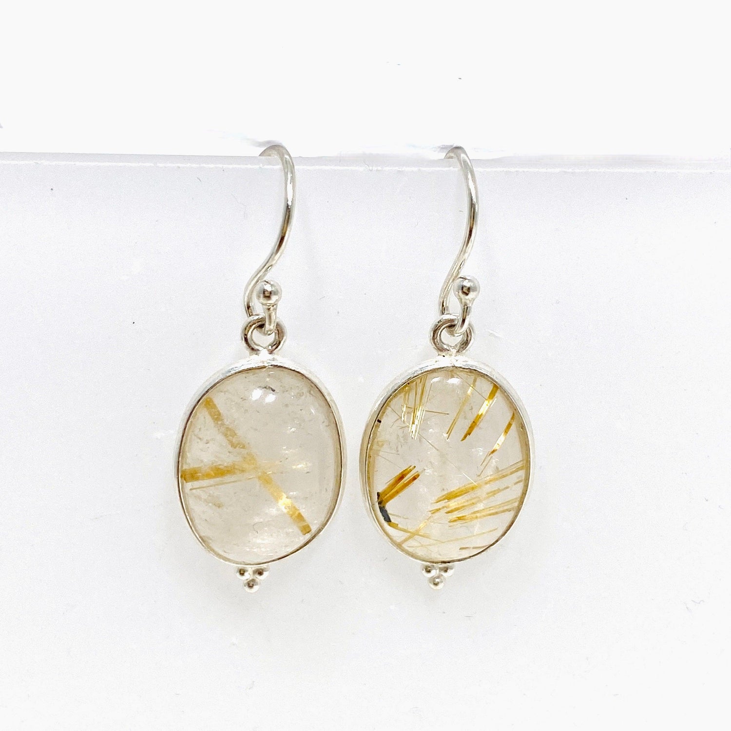 Golden Rutile Quartz Oval Earrings KEGJ1486 - Nature's Magick