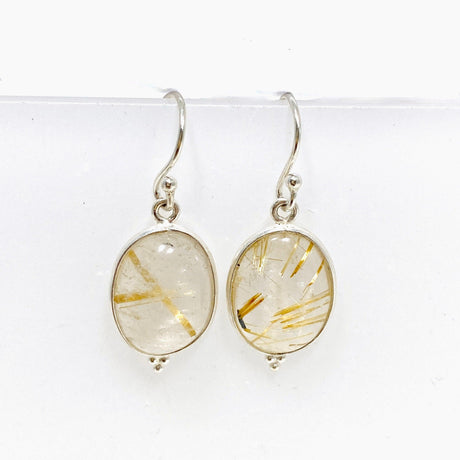 Golden Rutile Quartz Oval Earrings KEGJ1486 - Nature's Magick