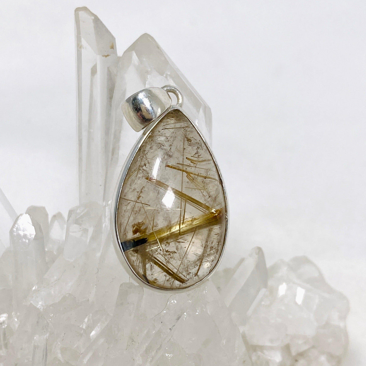 Golden Rutile Quartz Teardrop Pendant KPGJ4385 - Nature's Magick