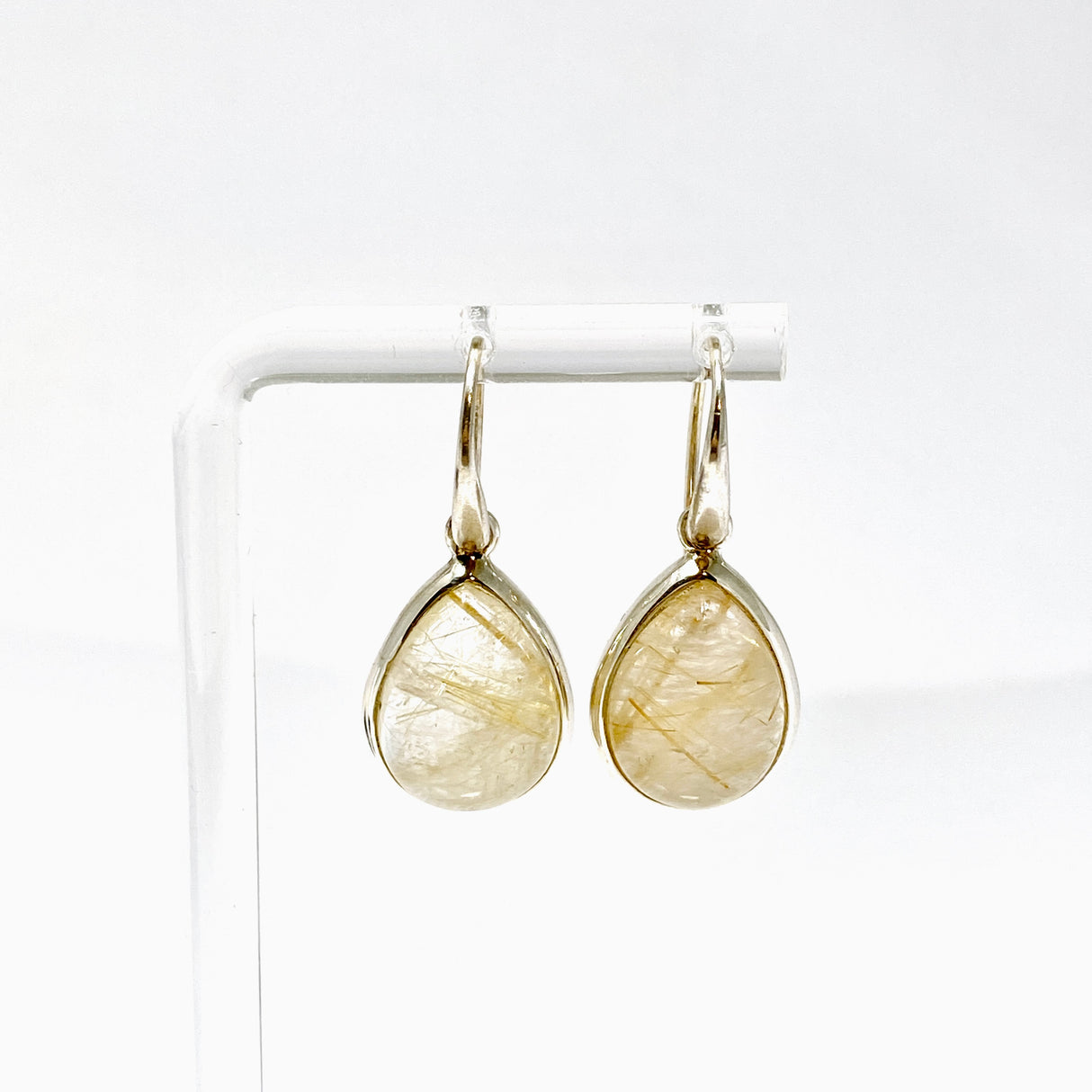 Golden Rutile Teardrop Cabochon Earrings PEGJ379