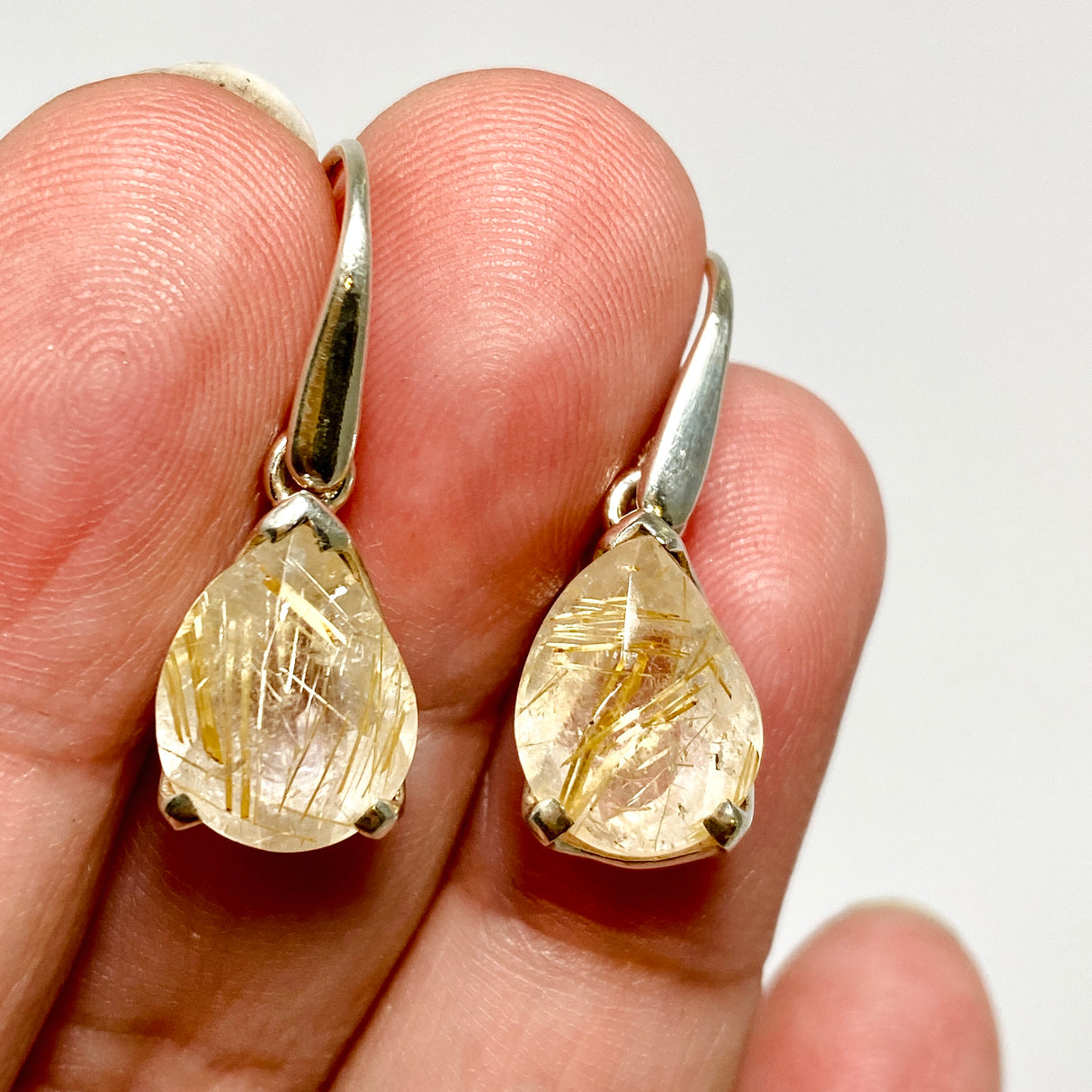 Golden Rutile Teardrop Faceted Earrings PEGJ382