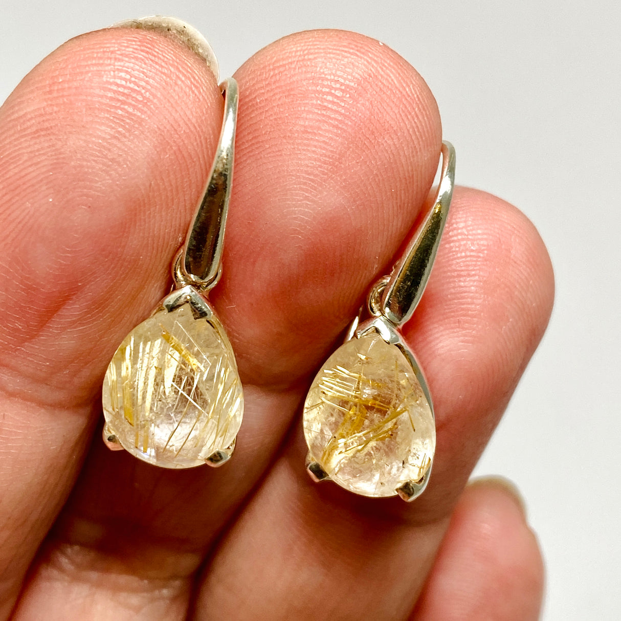 Golden Rutile Teardrop Faceted Earrings PEGJ382