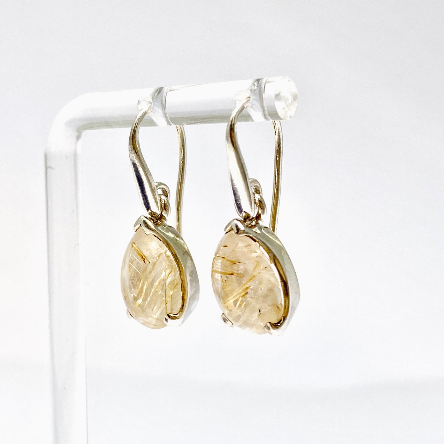 Golden Rutile Teardrop Faceted Earrings PEGJ382