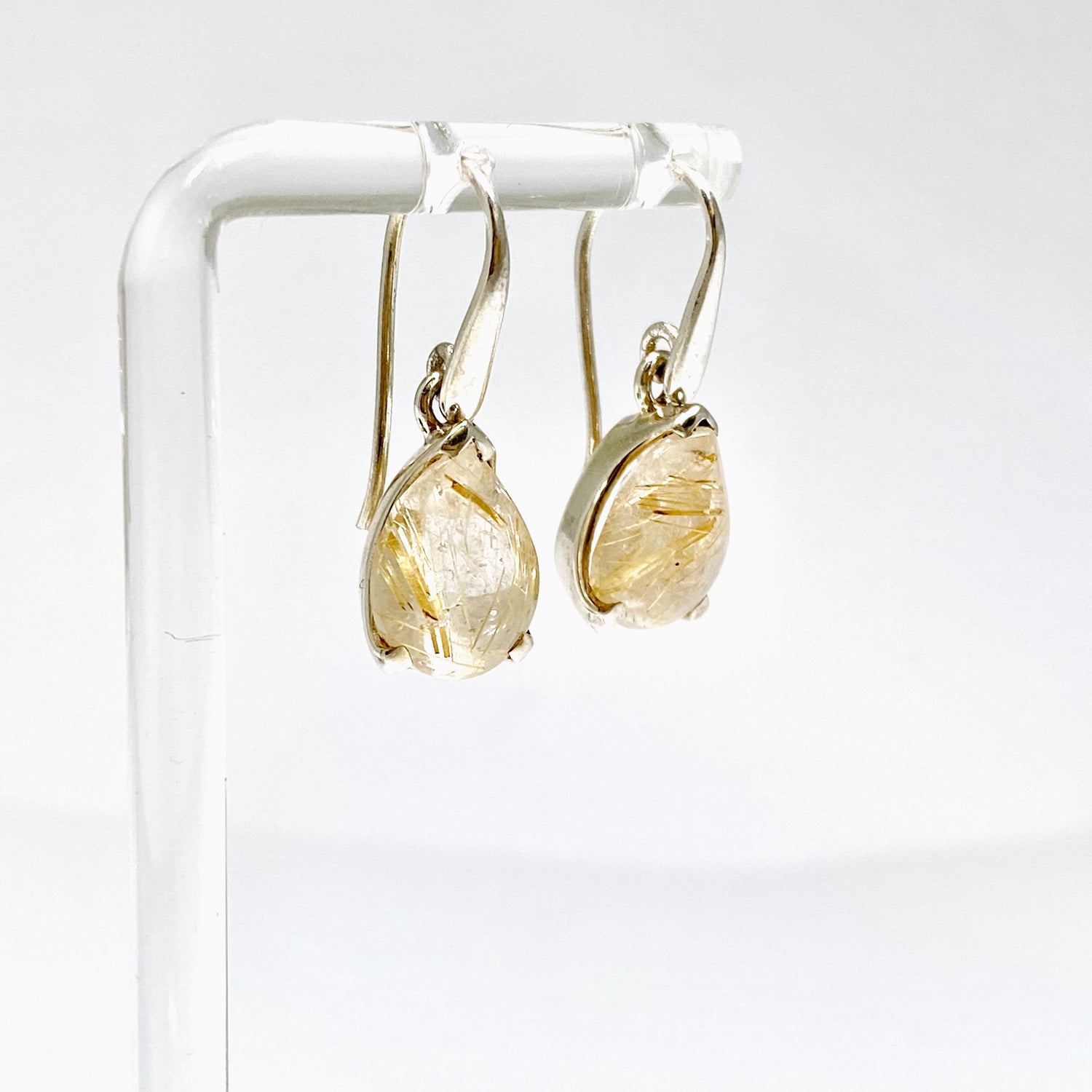 Golden Rutile Teardrop Faceted Earrings PEGJ382