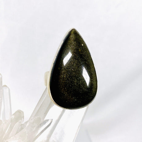 Goldsheen Obsidian teardrop ring s.8 KRGJ2922 - Nature's Magick