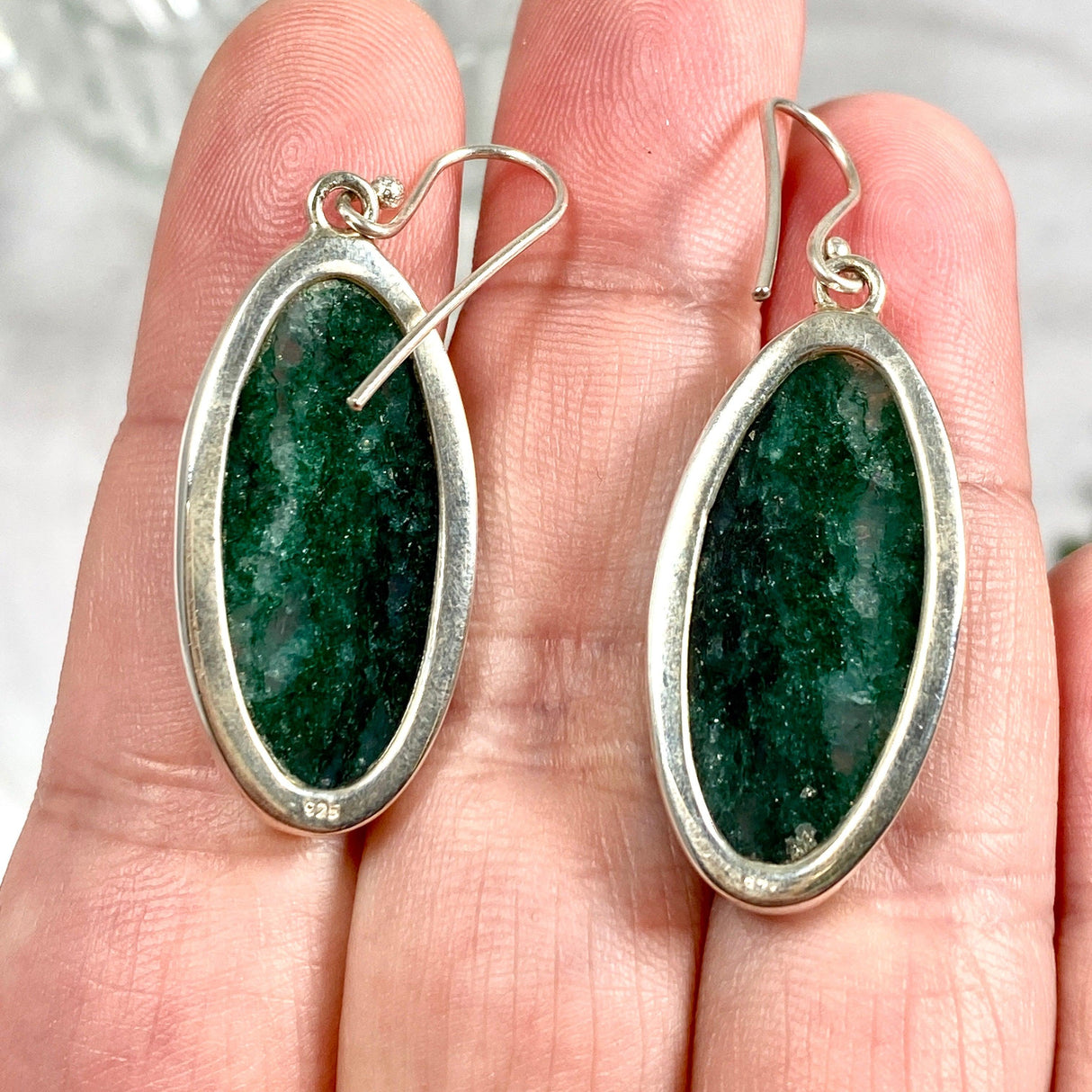 Green Aventurine oval earrings KEGJ1126 - Nature's Magick