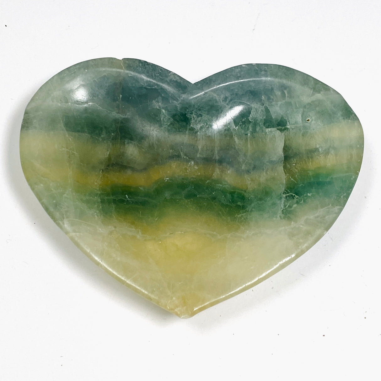 Green fluorite heart bowl C1037a