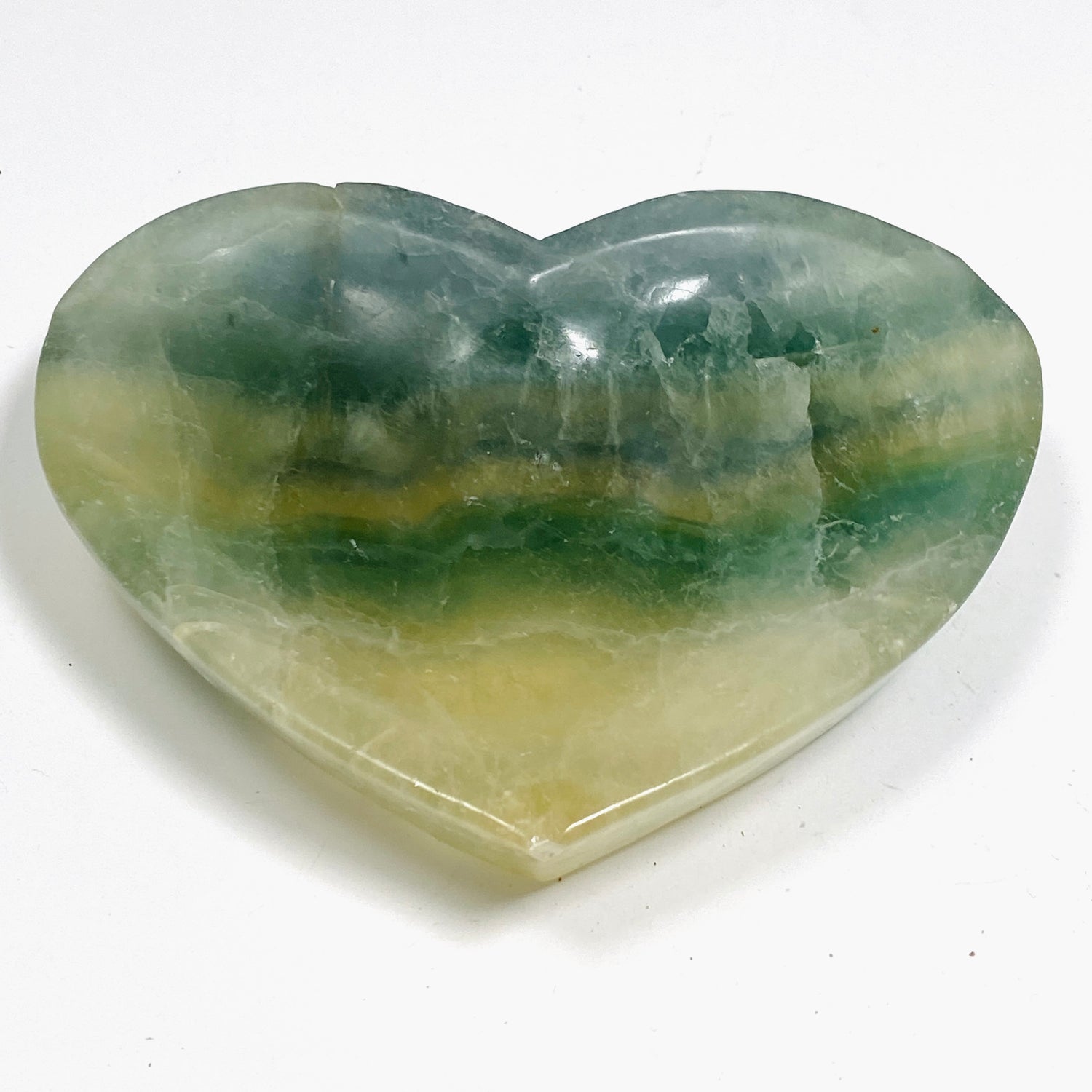Green fluorite heart bowl C1037a