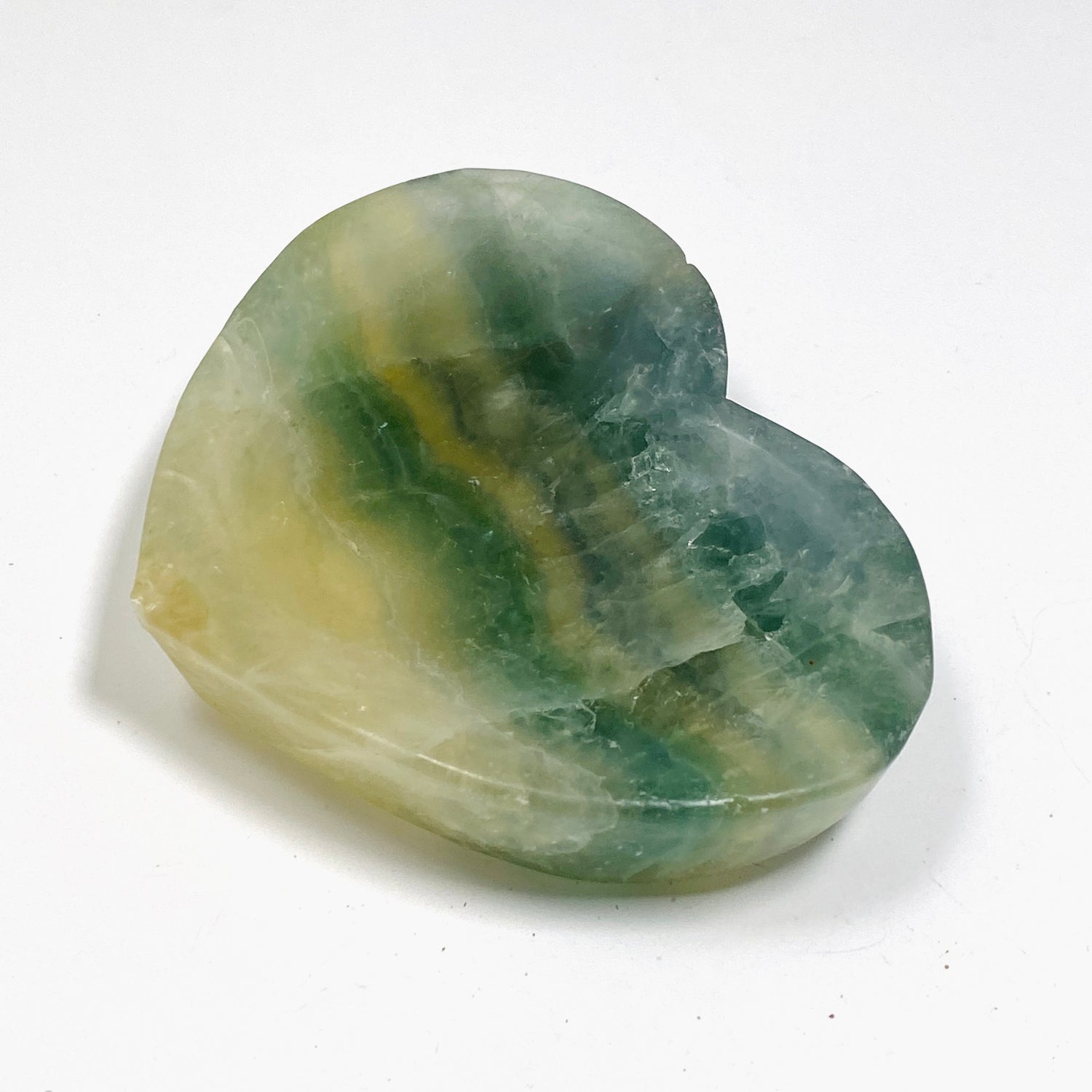 Green fluorite heart bowl C1037a