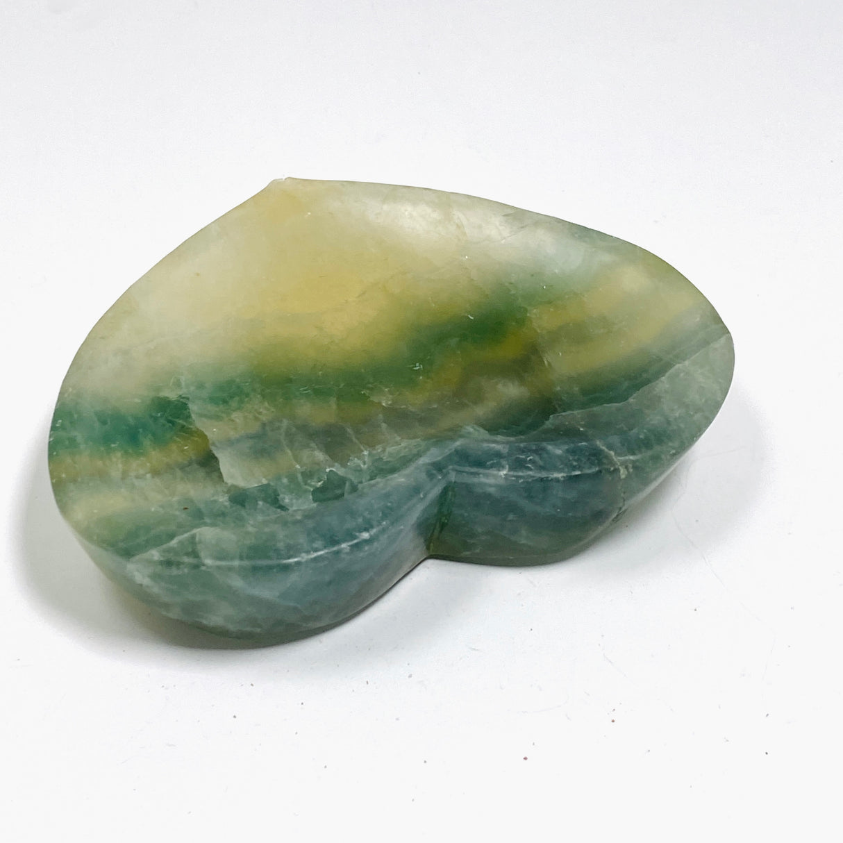 Green fluorite heart bowl C1037a