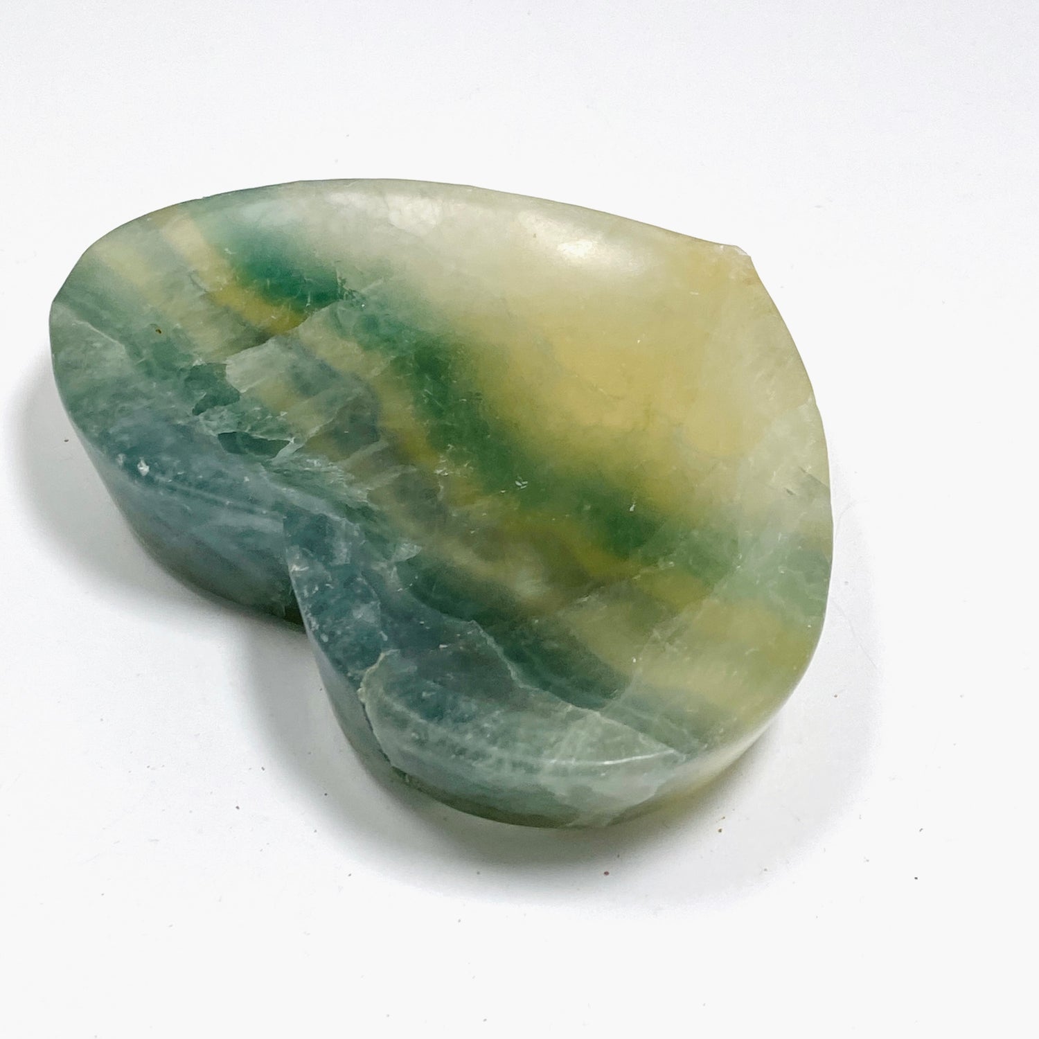 Green fluorite heart bowl C1037a