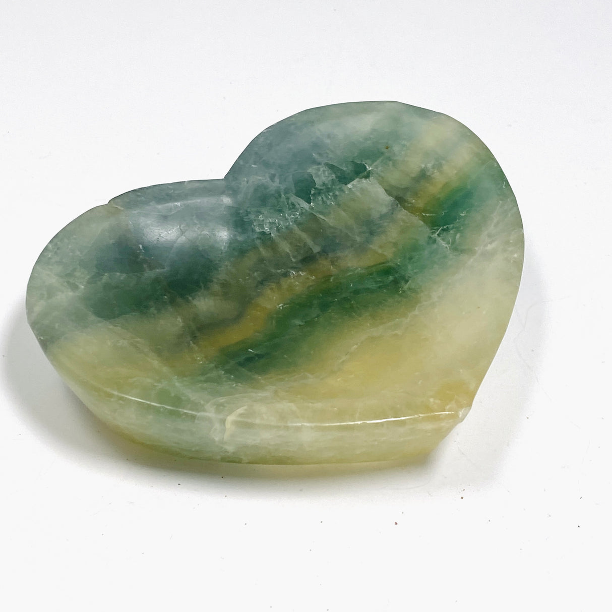 Green fluorite heart bowl C1037a