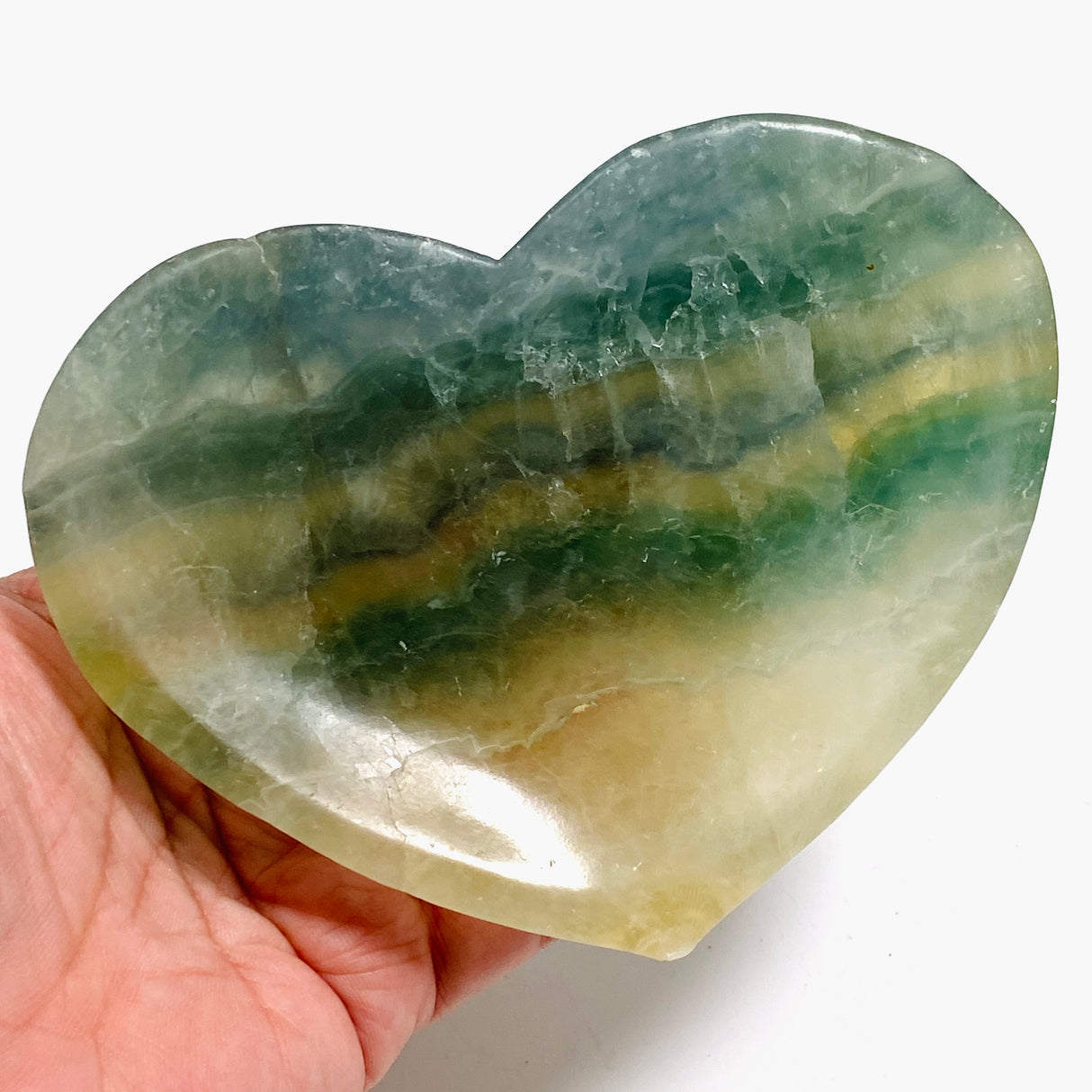 Green fluorite heart bowl C1037a