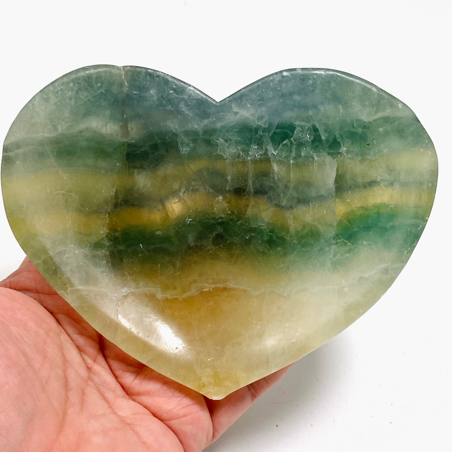 Green fluorite heart bowl C1037a